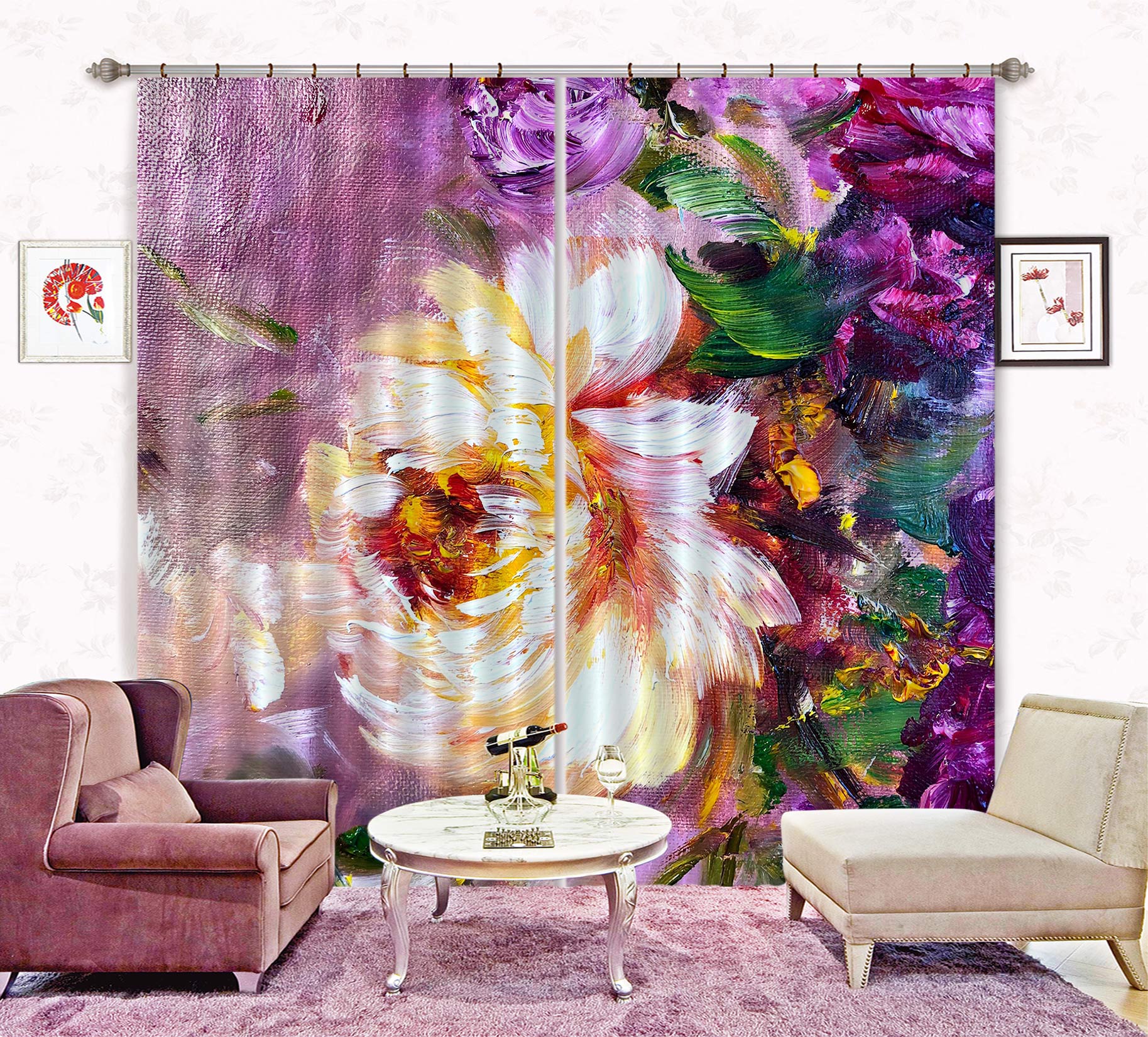 3D Painted Flowers 402 Skromova Marina Curtain Curtains Drapes