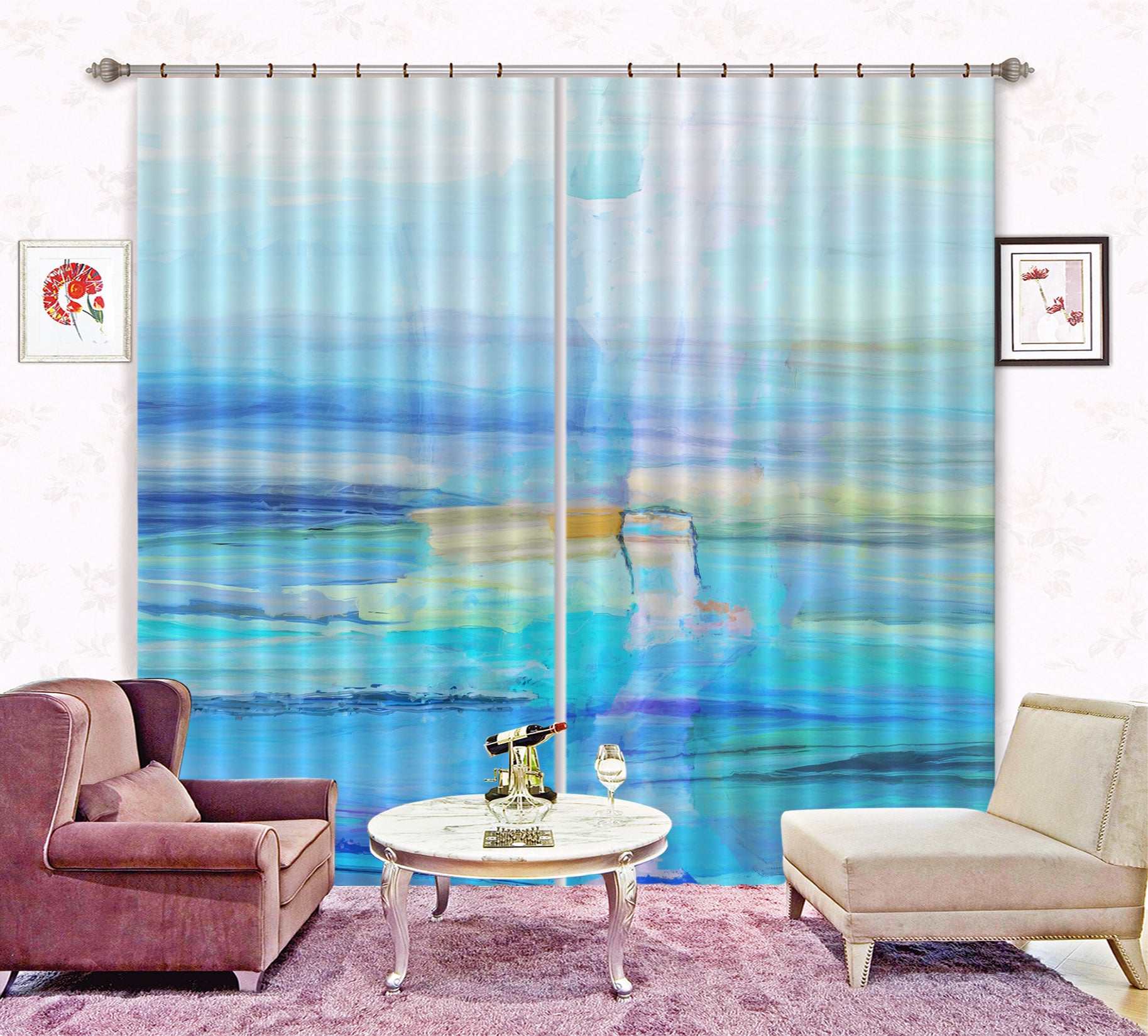 3D Blue Sea 045 Michael Tienhaara Curtain Curtains Drapes