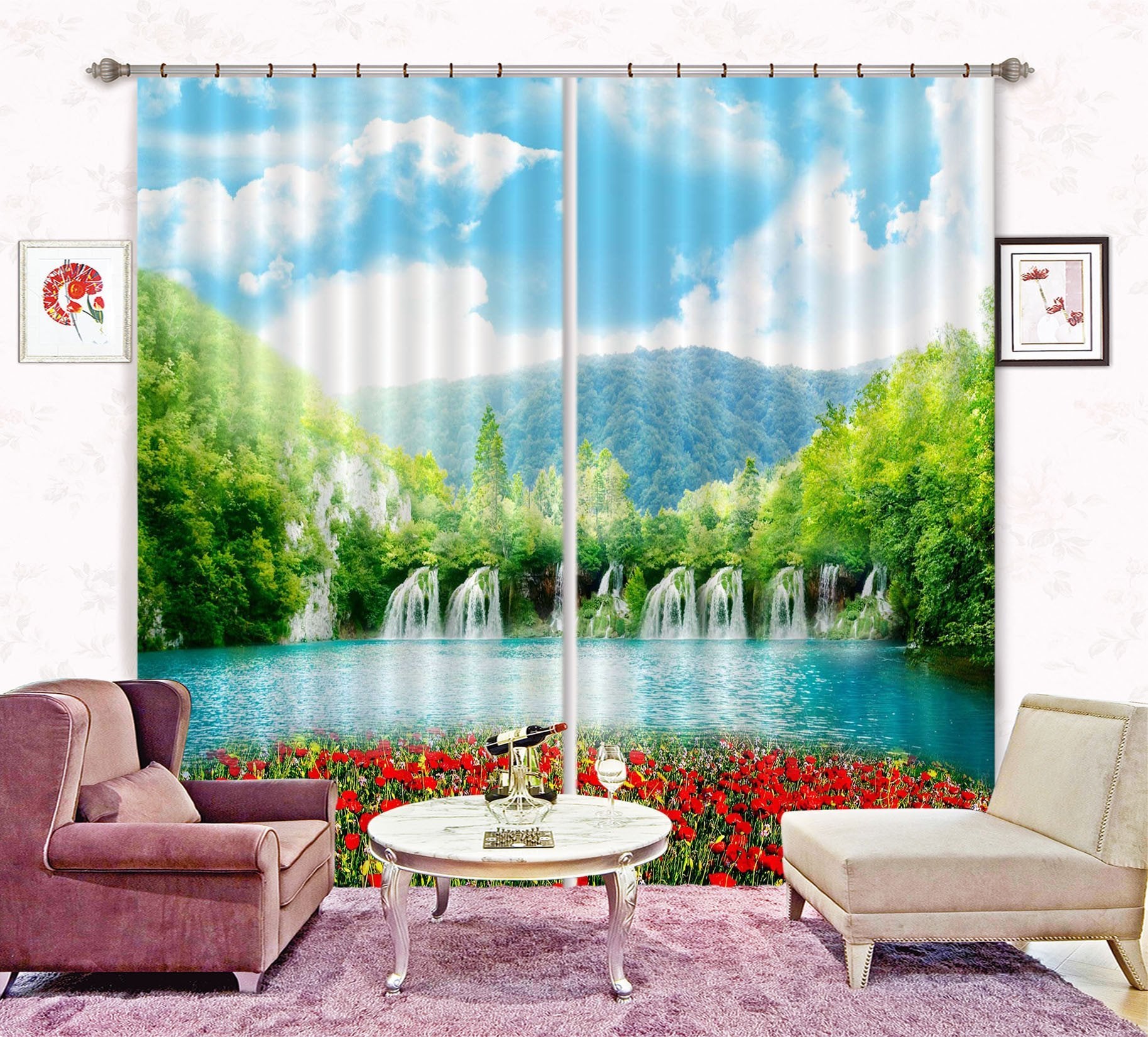 3D Lake Landscape 37 Curtains Drapes Wallpaper AJ Wallpaper