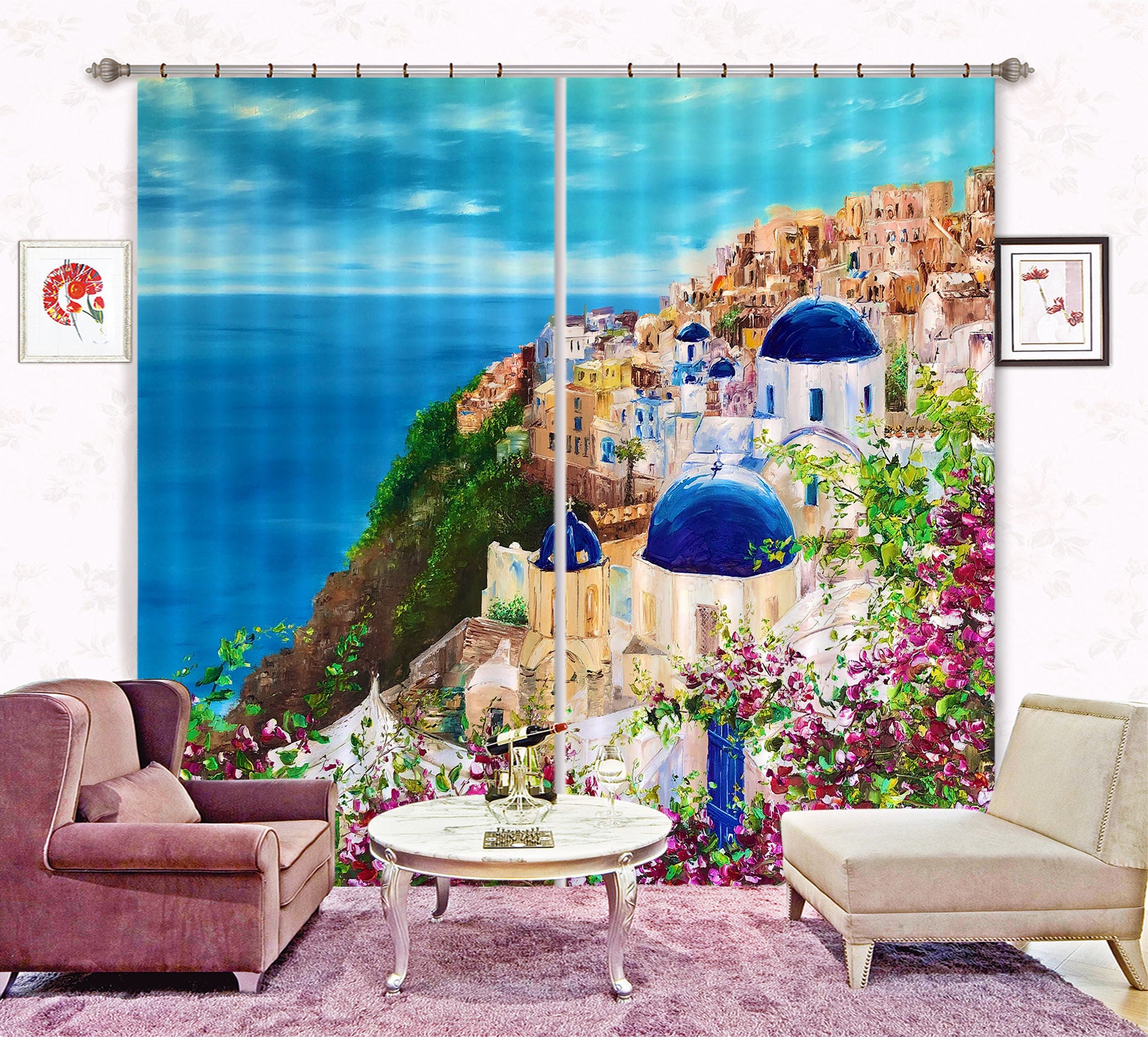 3D Ocean House Painting 2422 Skromova Marina Curtain Curtains Drapes