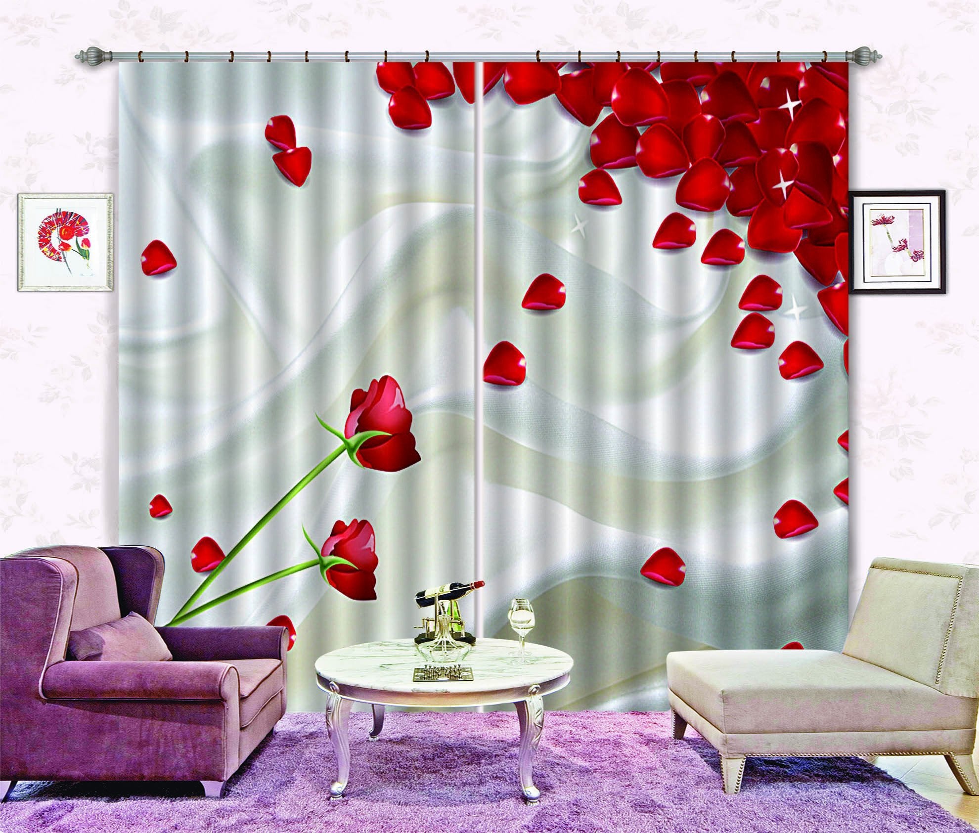 3D Silk Rose Petals 466 Beach Curtains Drapes Wallpaper AJ Wallpaper