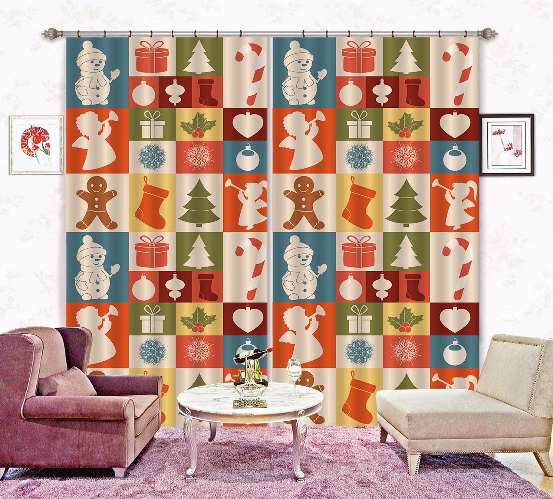 3D Palace Christmas Pattern 64 Curtains Drapes Curtains AJ Creativity Home