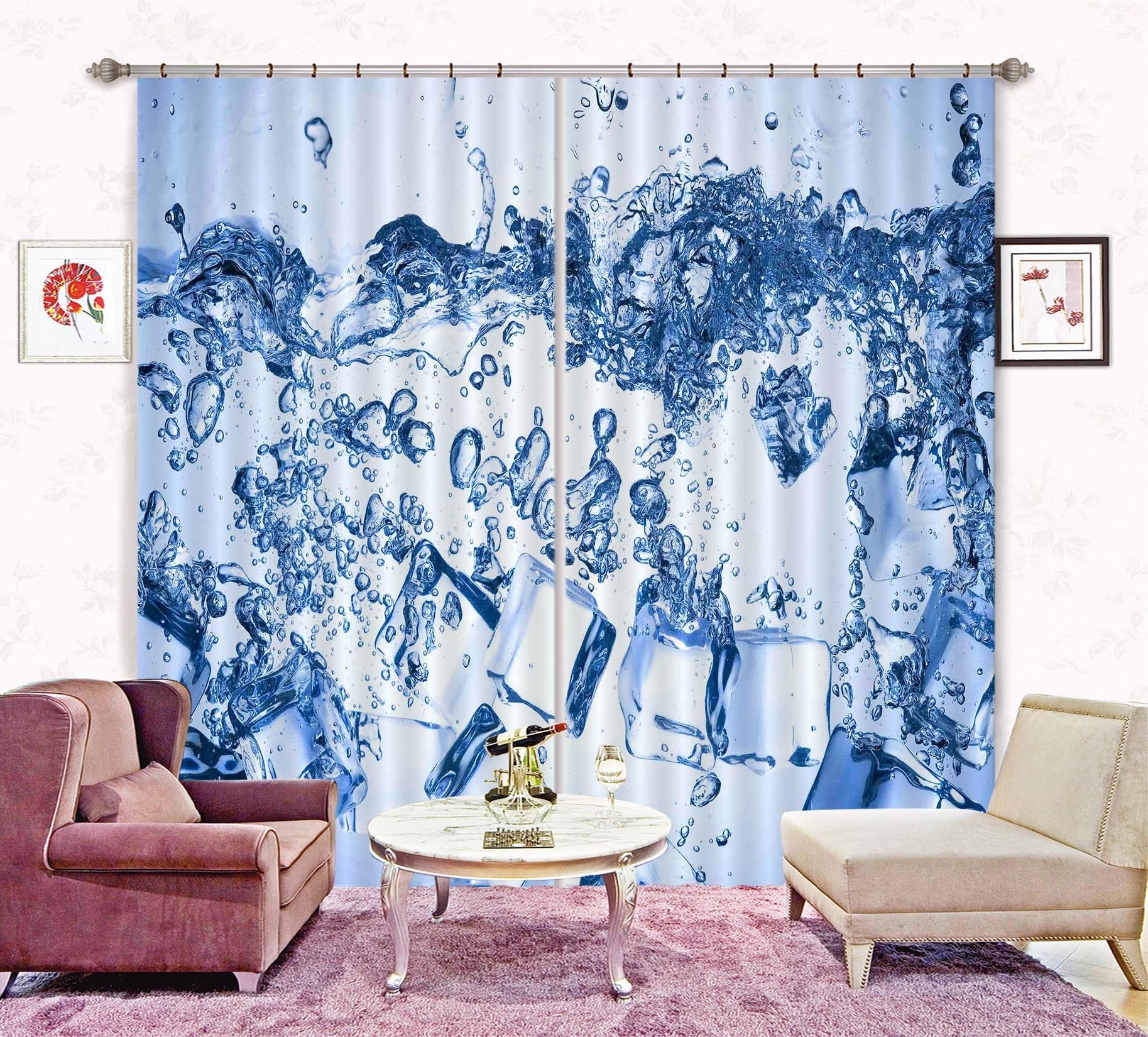 3D Ice Cubes 2281 Curtains Drapes Wallpaper AJ Wallpaper