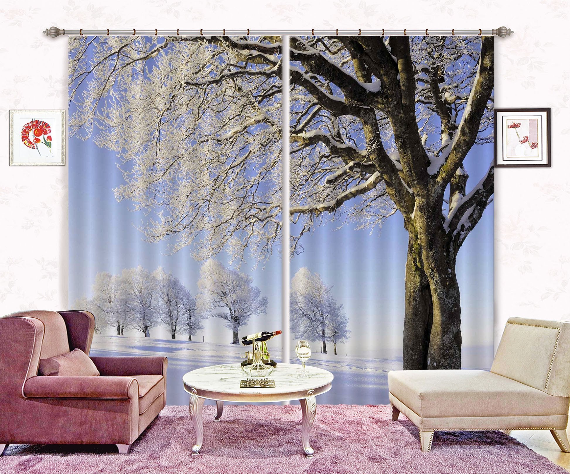 3D Frozen Trees 203 Curtains Drapes Wallpaper AJ Wallpaper