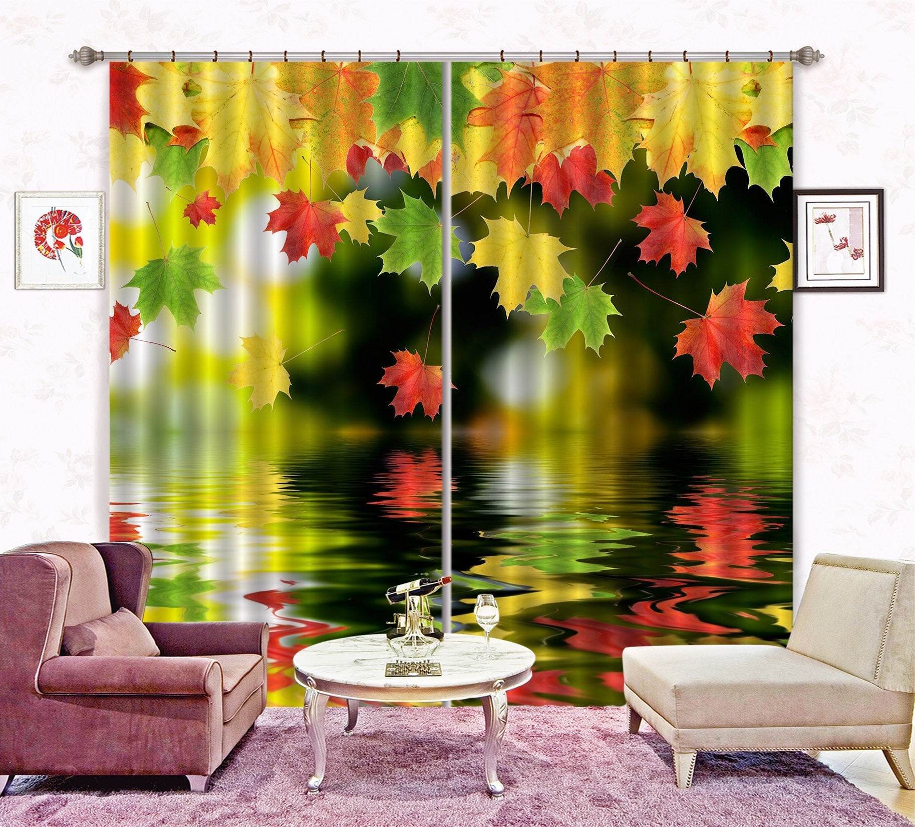 3D Colorful Leaves 2269 Curtains Drapes Wallpaper AJ Wallpaper