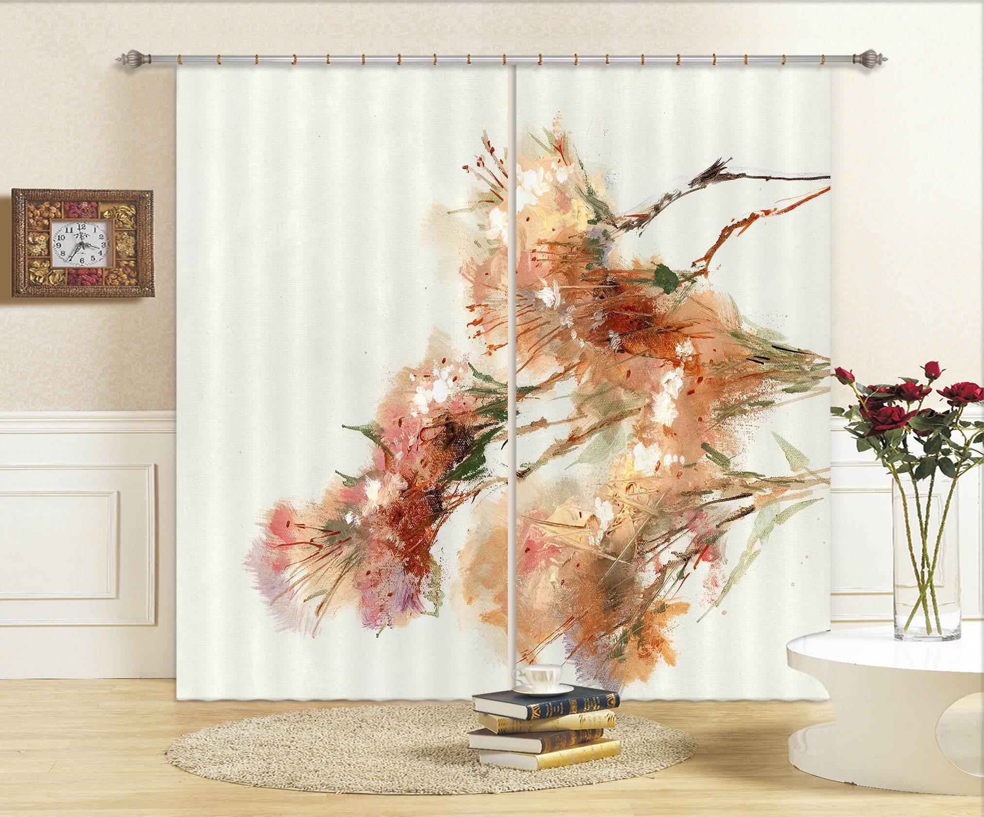 3D Colored Flower 003 Anne Farrall Doyle Curtain Curtains Drapes