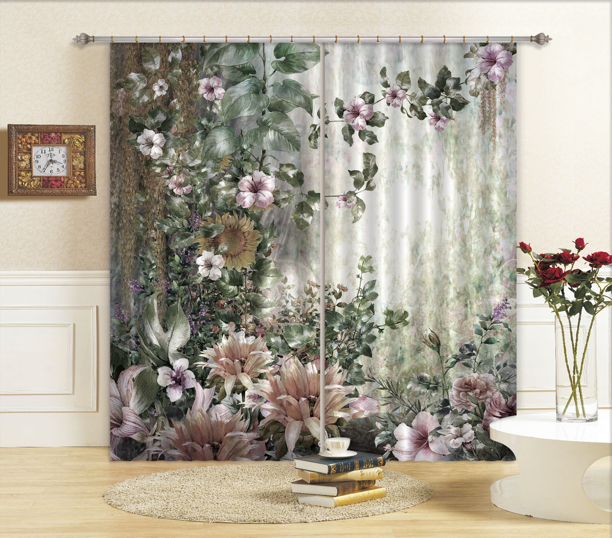 3D Dense Lush Flowers 545 Curtains Drapes Wallpaper AJ Wallpaper