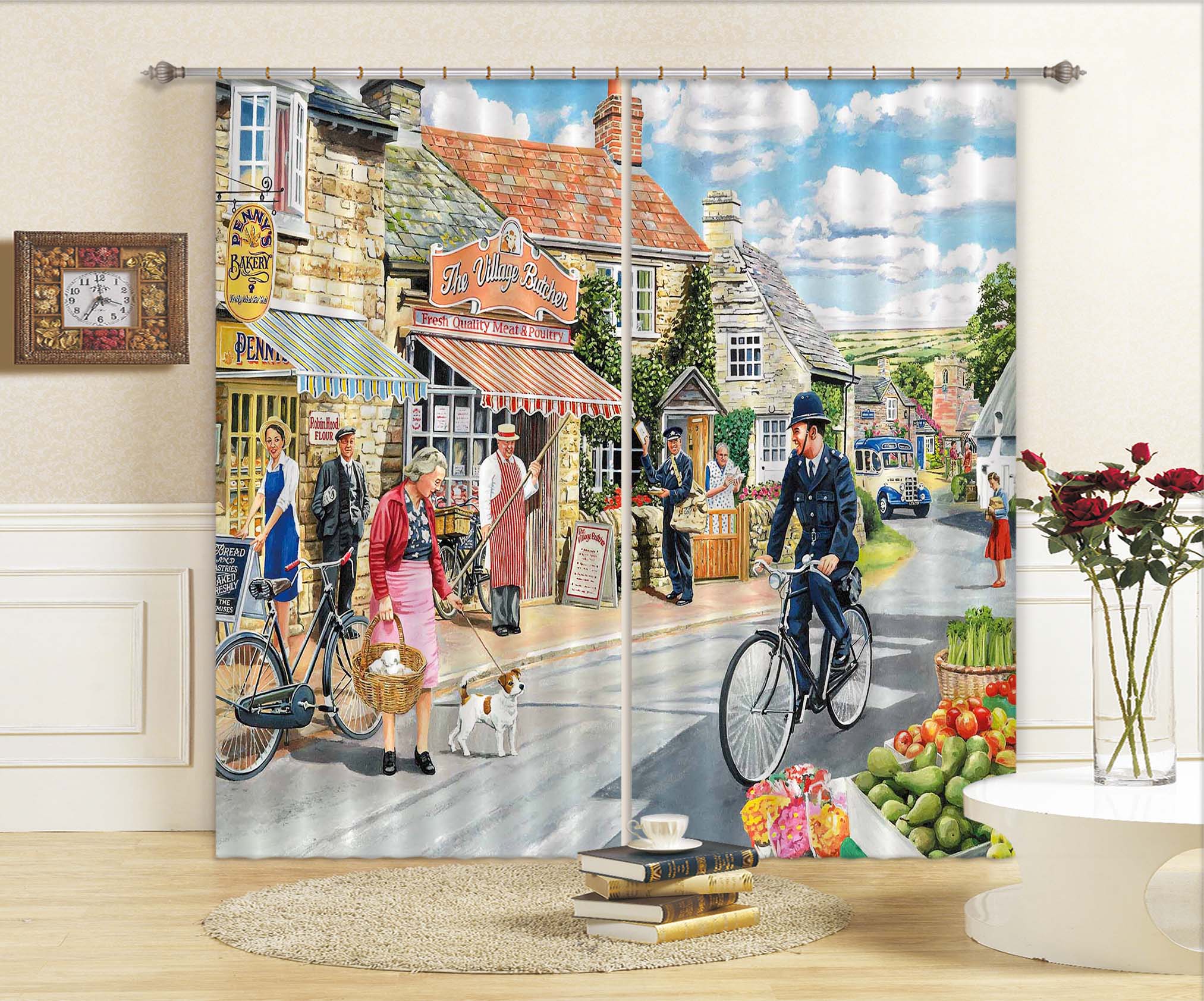 3D The Village High Street 114 Trevor Mitchell Curtain Curtains Drapes