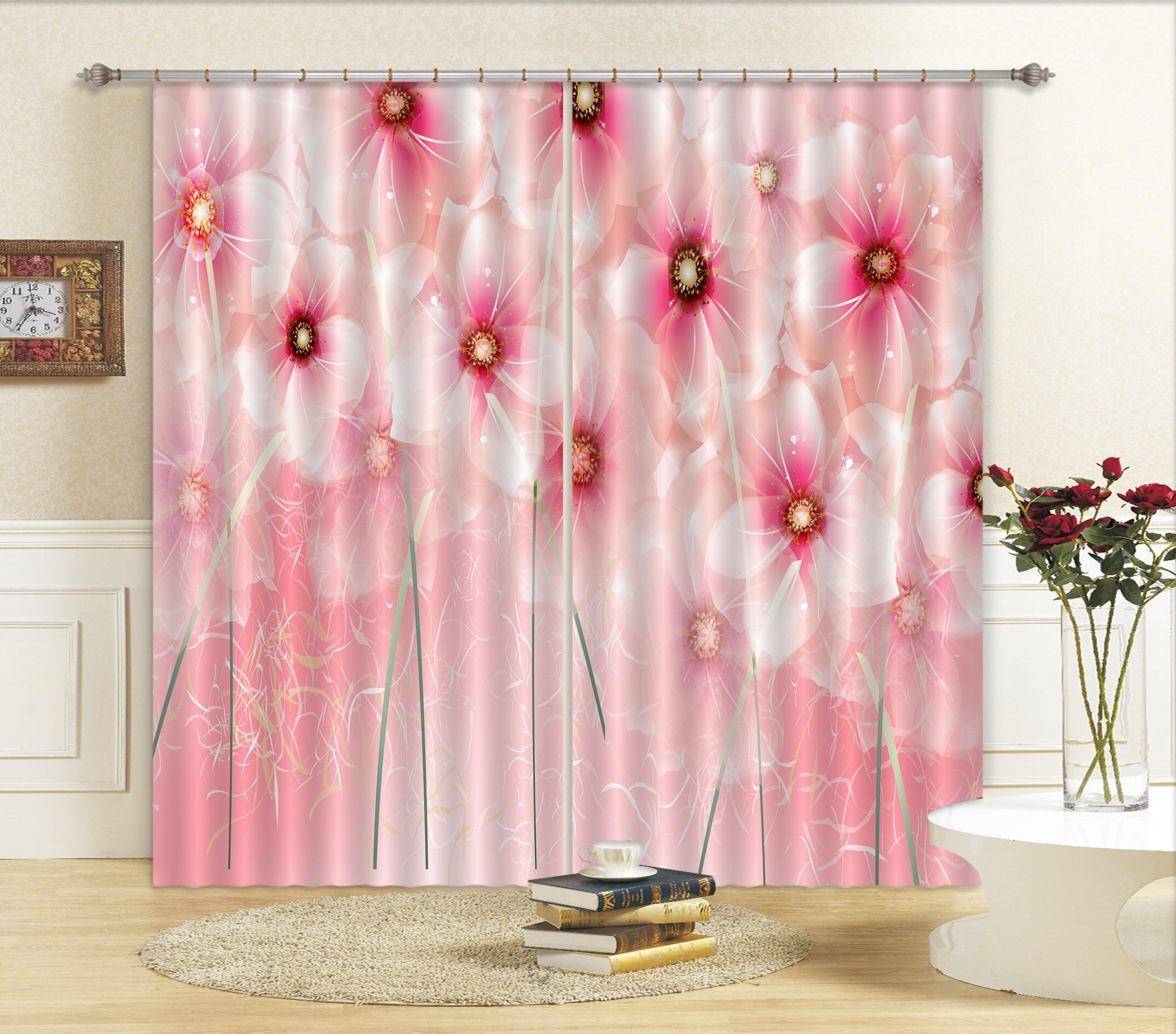 3D Gorgeous Flowers Curtains Drapes Wallpaper AJ Wallpaper