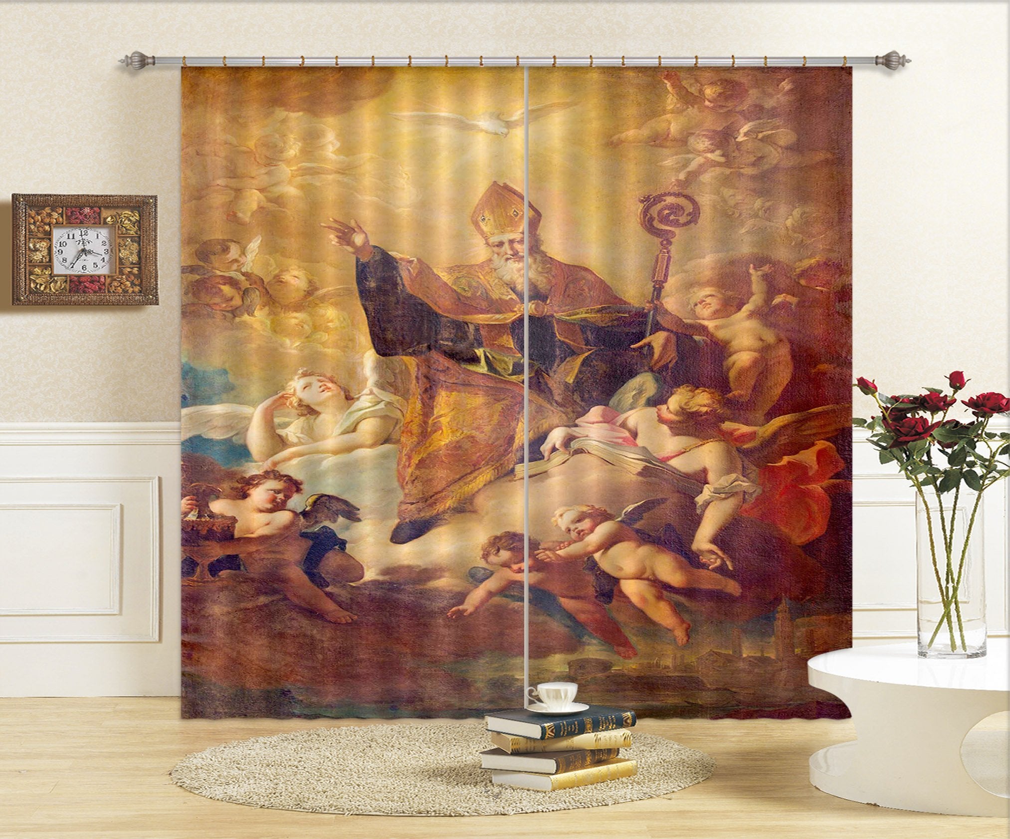 3D Old Man White Pigeon 031 Curtains Drapes Curtains AJ Creativity Home