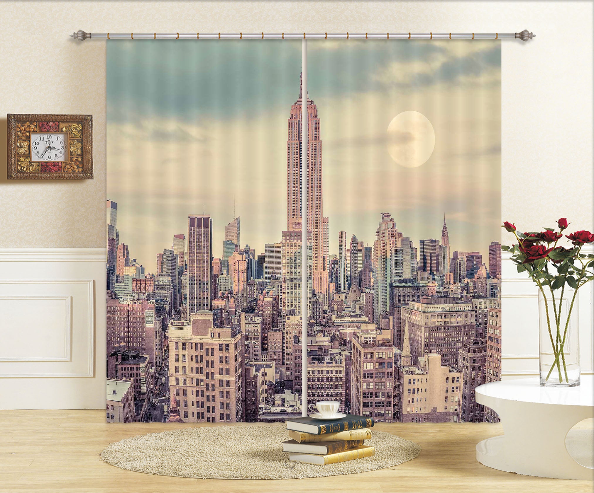 3D Moon City 6318 Assaf Frank Curtain Curtains Drapes