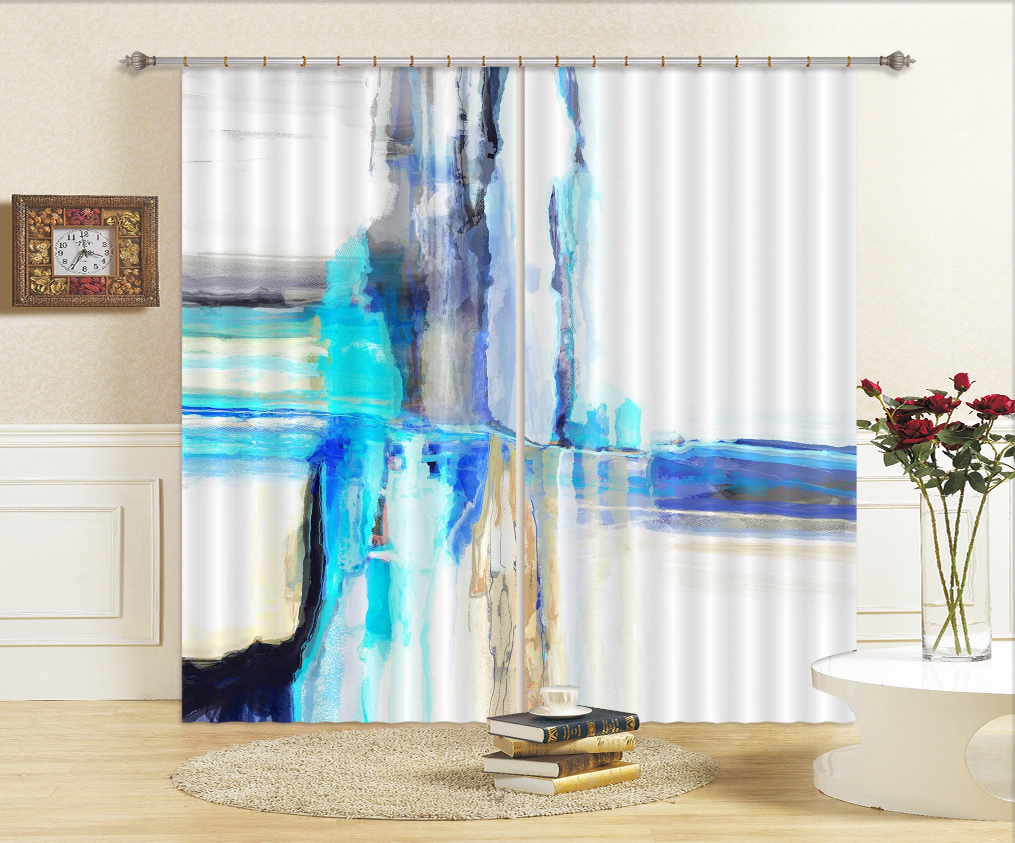 3D Blue Splash Ink 050 Michael Tienhaara Curtain Curtains Drapes