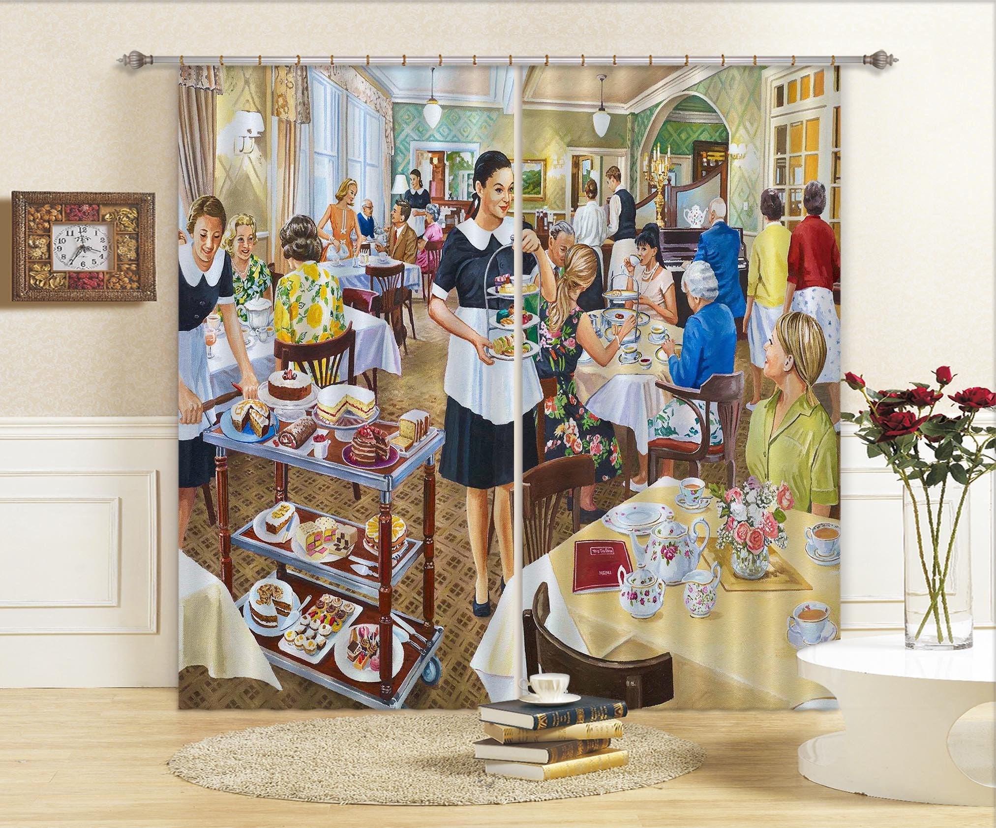 3D Afternoon Tea 708 Curtains Drapes Wallpaper AJ Wallpaper