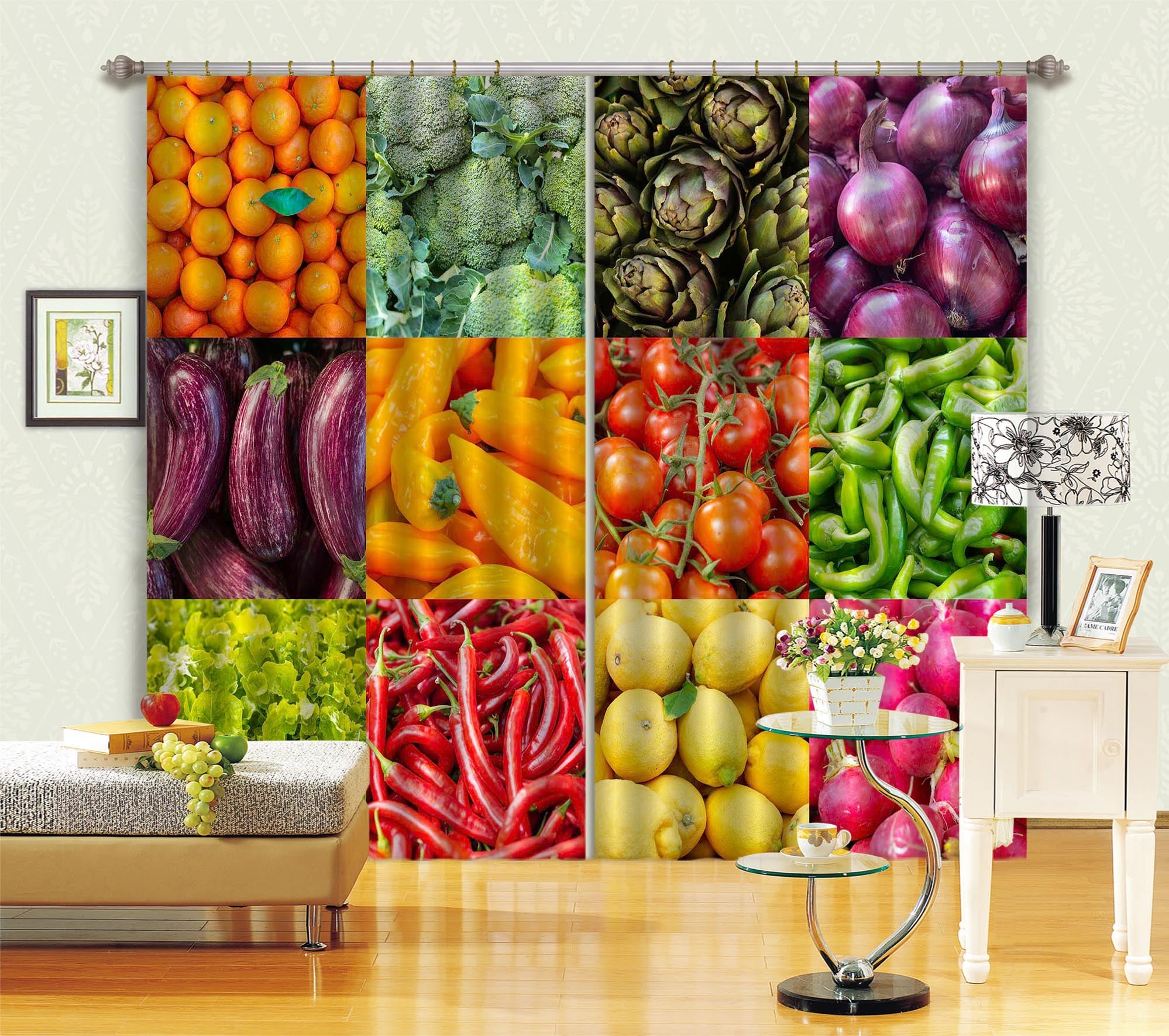 3D Vegetable And Fruit 024 Assaf Frank Curtain Curtains Drapes