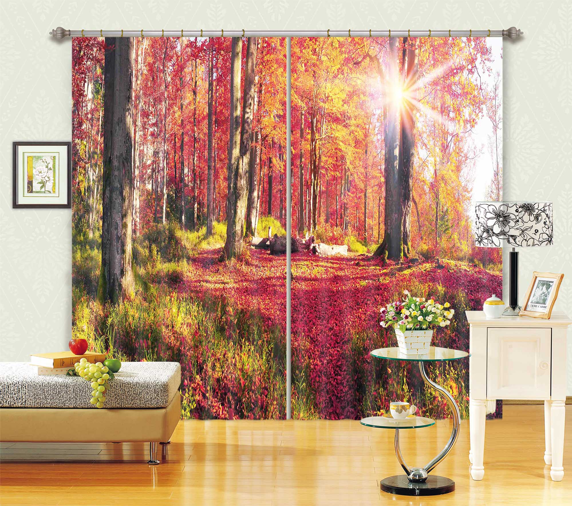 3D Red Steppe 832 Curtains Drapes