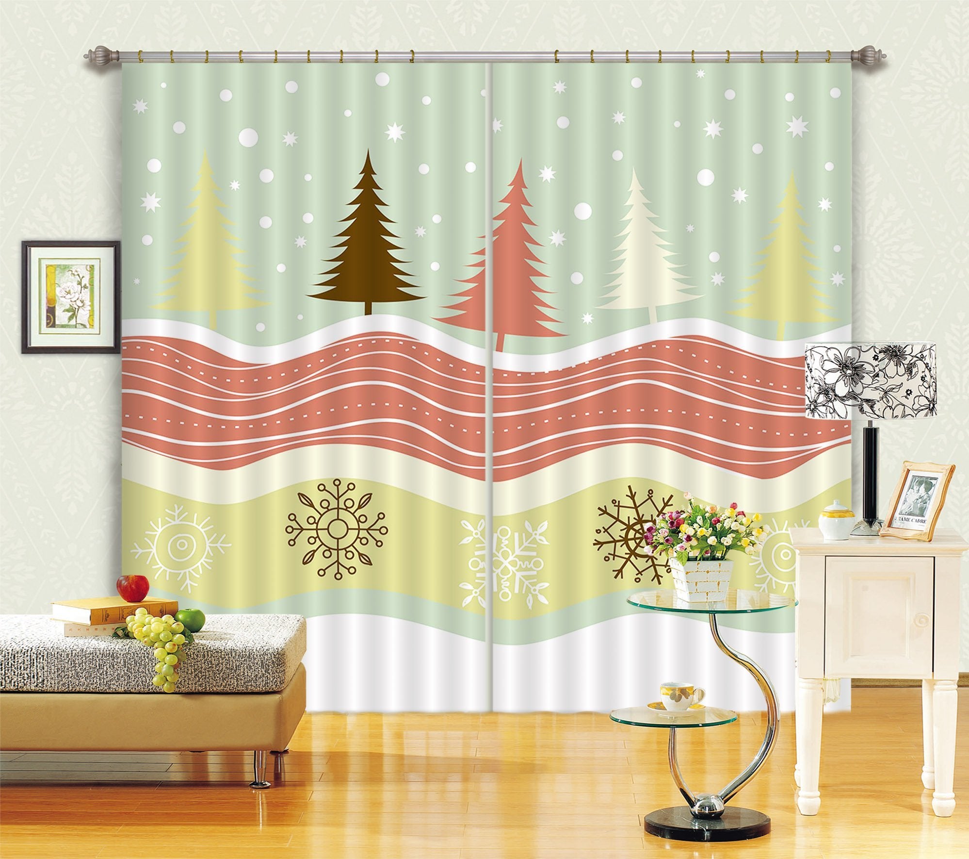 3D Graffiti Wavy Tree 69 Curtains Drapes Curtains AJ Creativity Home
