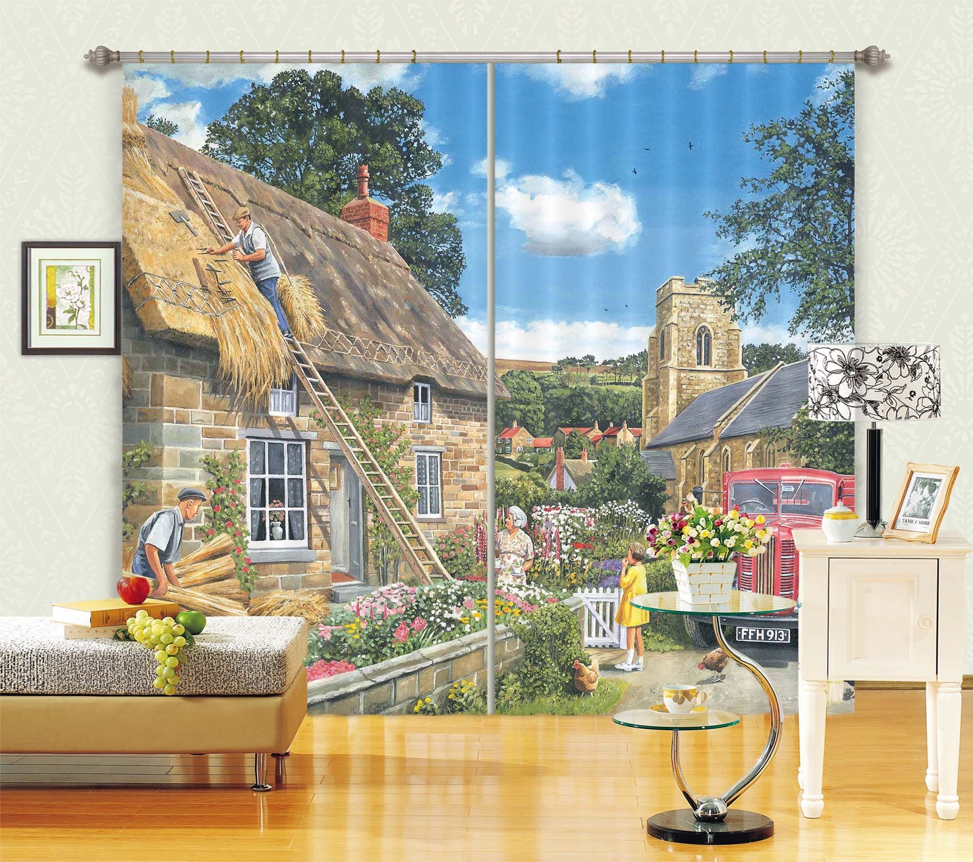 3D A New Thatch 041 Trevor Mitchell Curtain Curtains Drapes Wallpaper AJ Wallpaper
