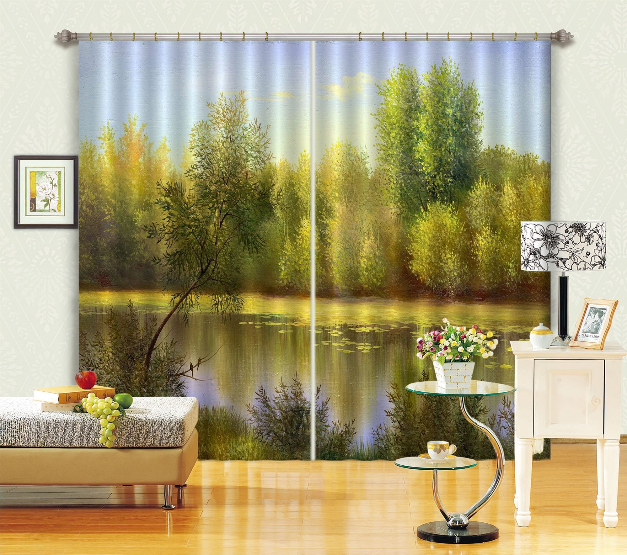 3D Lake Scenery 665 Curtains Drapes Wallpaper AJ Wallpaper
