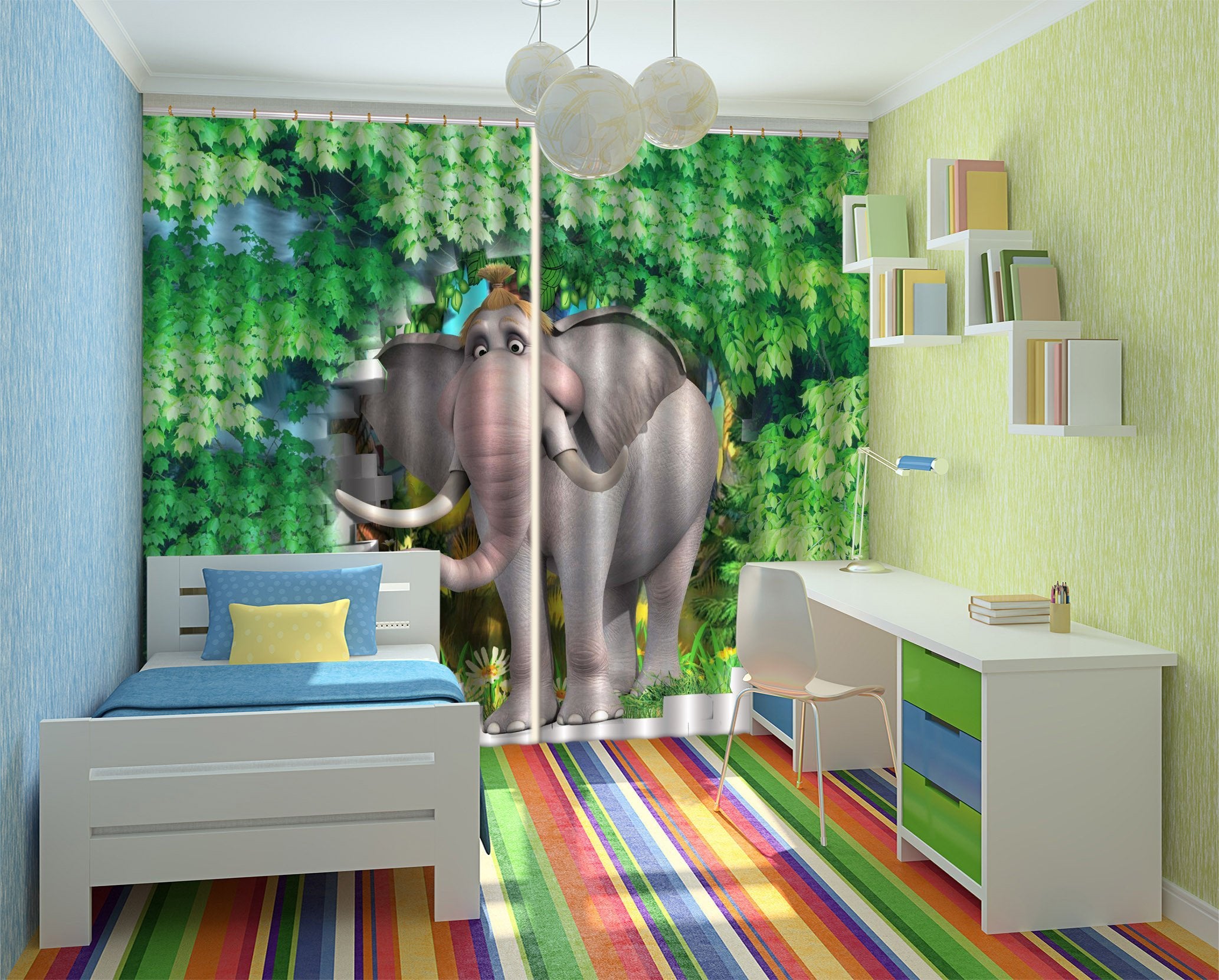 3D Lovely Elephant Curtains Drapes Wallpaper AJ Wallpaper
