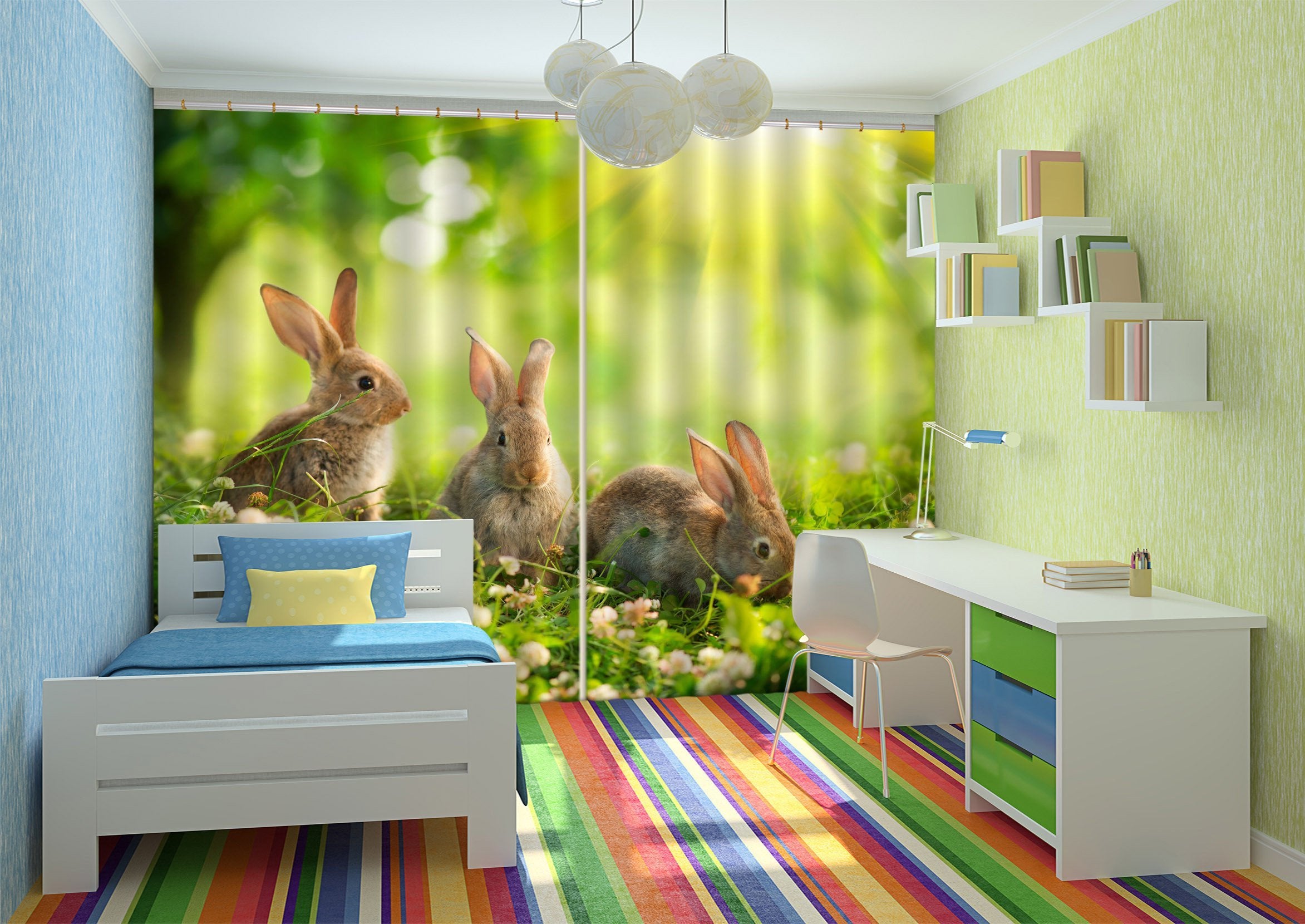 3D Lovely Rabbits 798 Curtains Drapes Wallpaper AJ Wallpaper