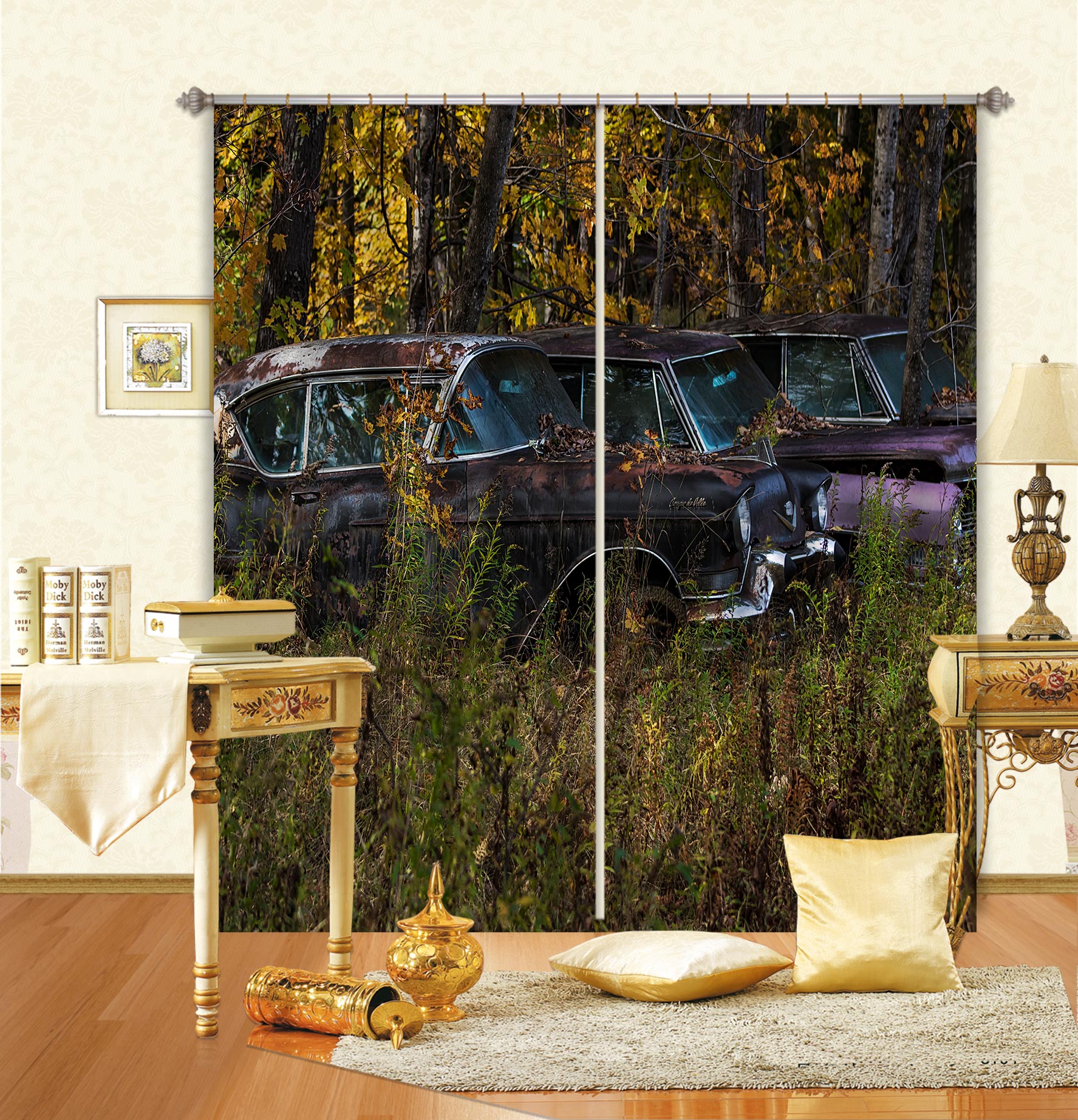3D Woods Luxury Car 003 Jerry LoFaro Curtain Curtains Drapes