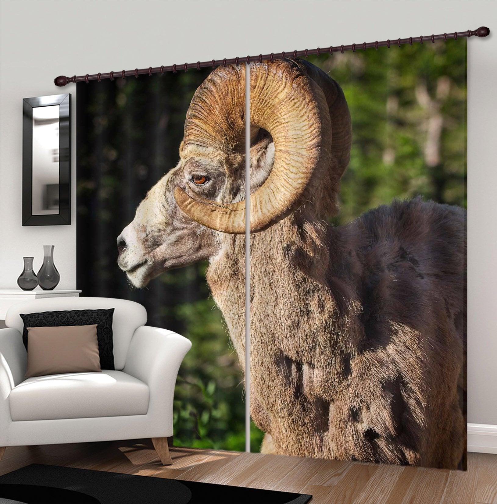 3D Bighorn Ram 045 Kathy Barefield Curtain Curtains Drapes Wallpaper AJ Wallpaper