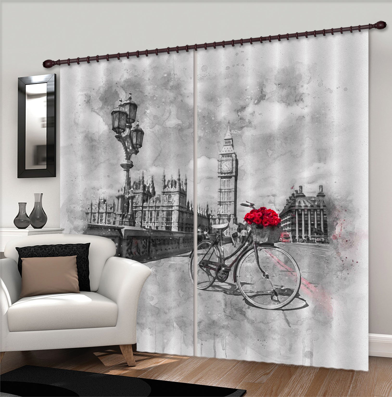 3D Bicycle Street Light 031 Assaf Frank Curtain Curtains Drapes