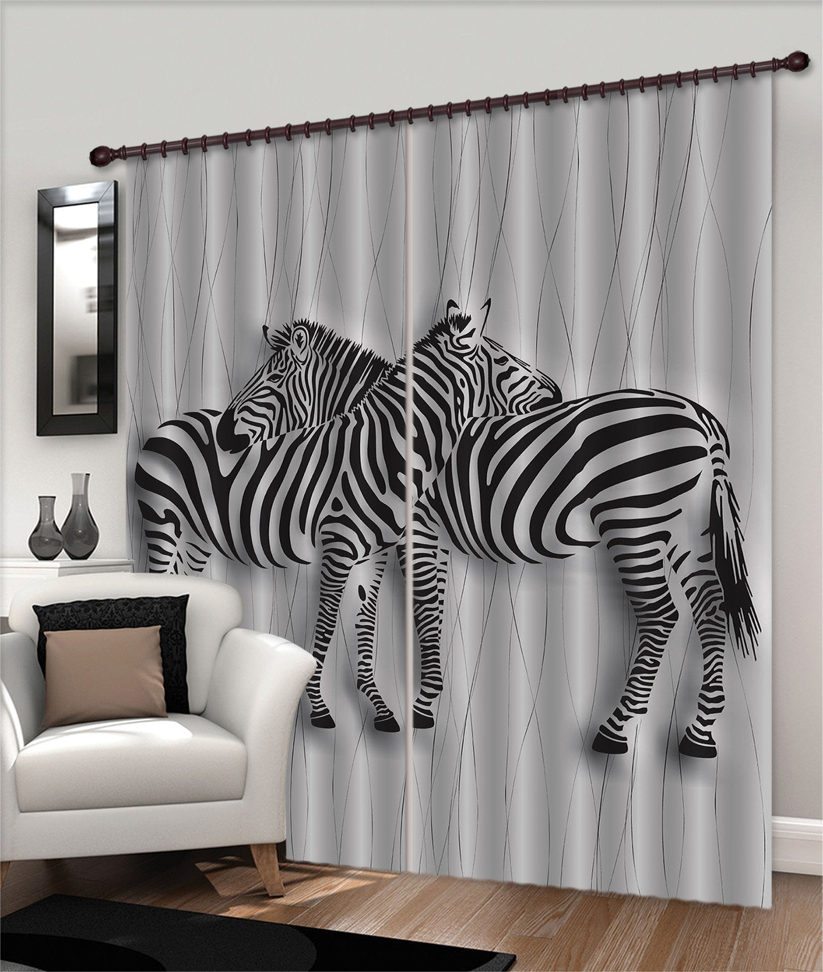 3D Zebras Animals 379 Curtains Drapes Wallpaper AJ Wallpaper
