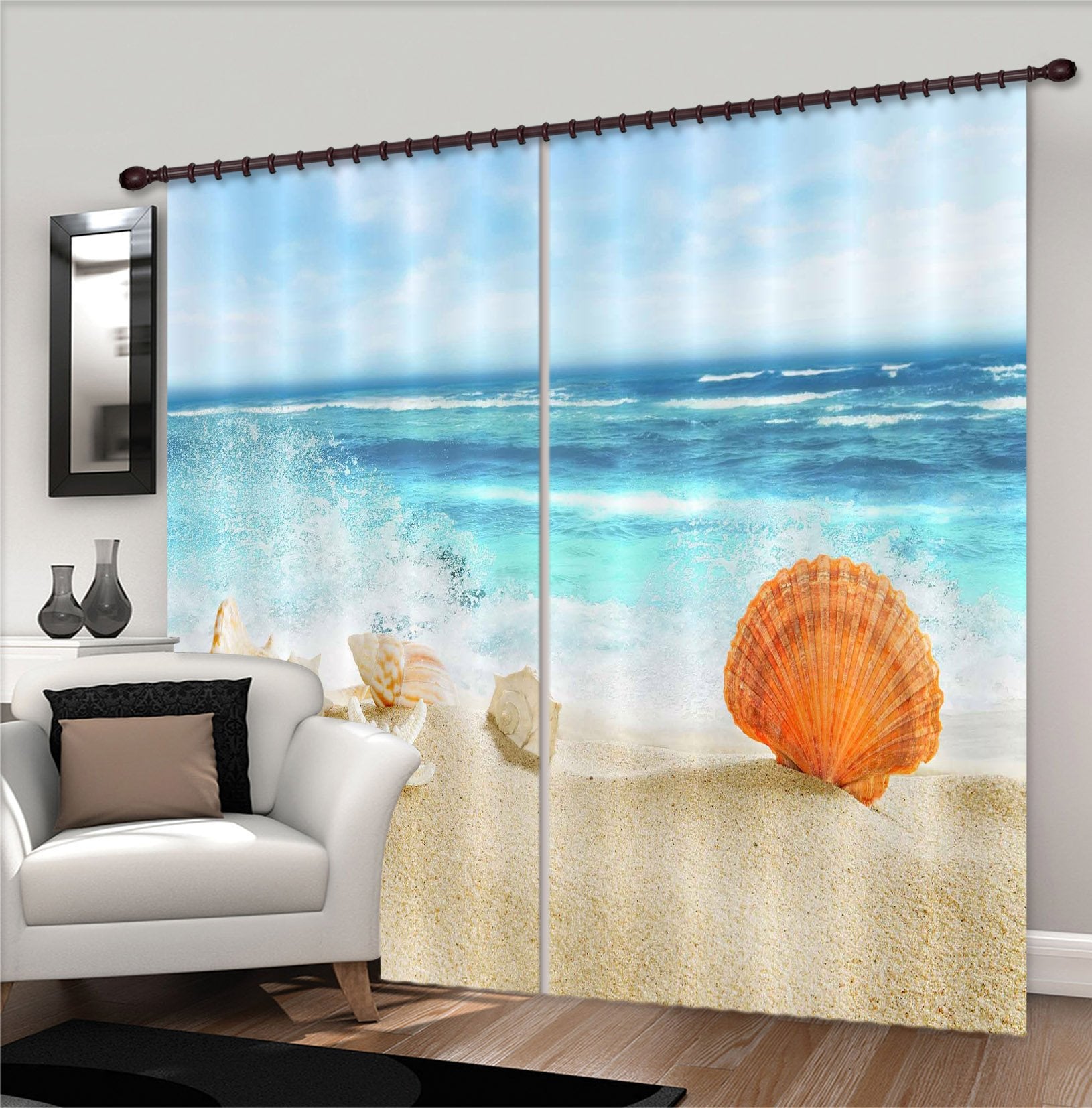 3D Beach Shells 811 Curtains Drapes Wallpaper AJ Wallpaper
