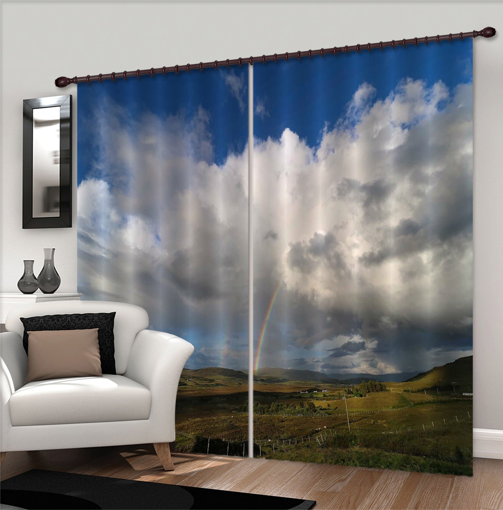 3D Rainbow Village 016 Jerry LoFaro Curtain Curtains Drapes