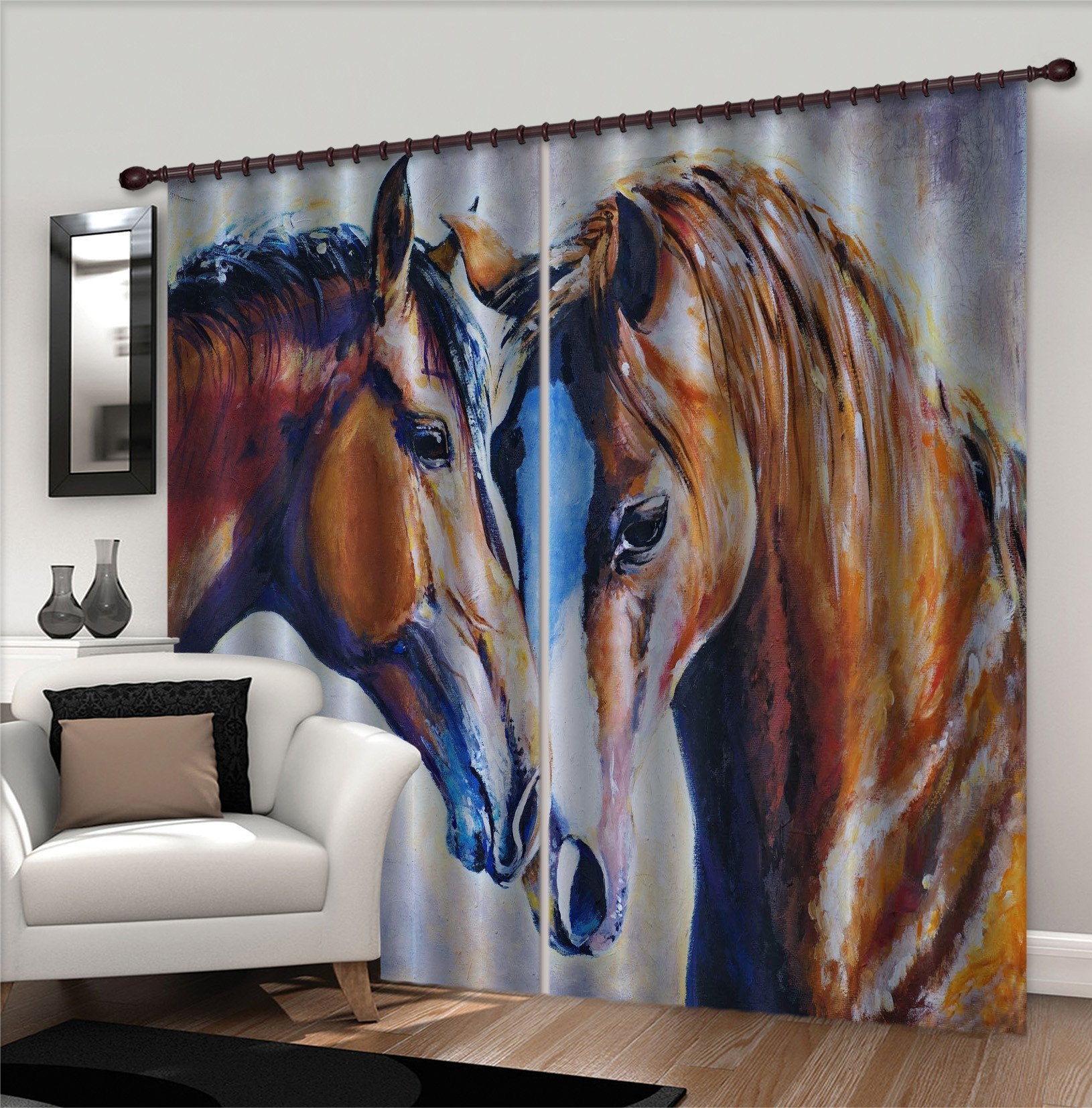 3D Painting Horses 698 Curtains Drapes Wallpaper AJ Wallpaper