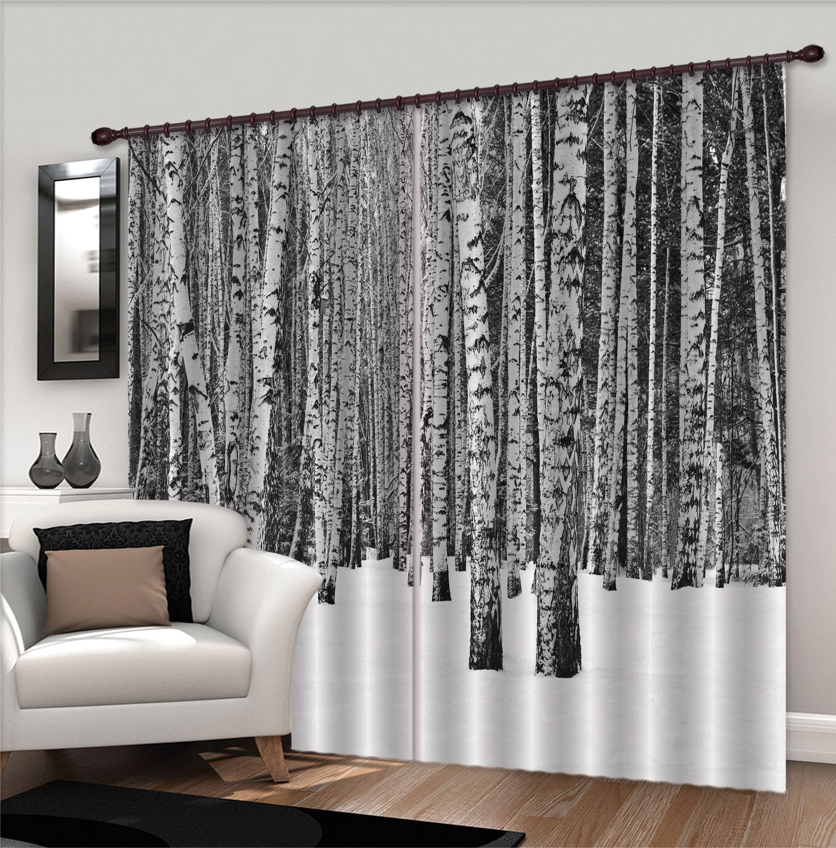 3D Snow Forest Bare Trees 667 Curtains Drapes Wallpaper AJ Wallpaper