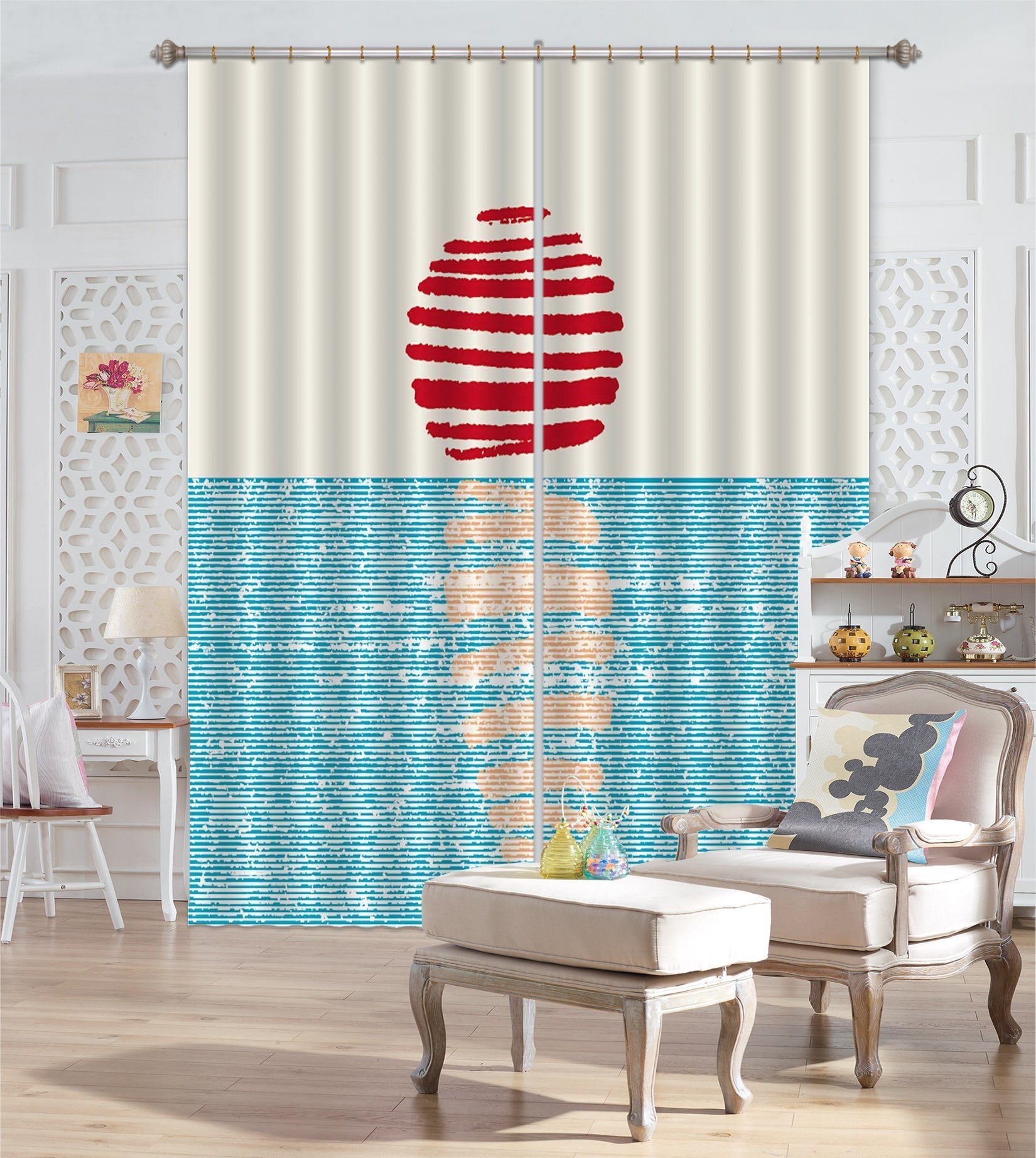 3D Sea Sun Pattern 607 Curtains Drapes Wallpaper AJ Wallpaper