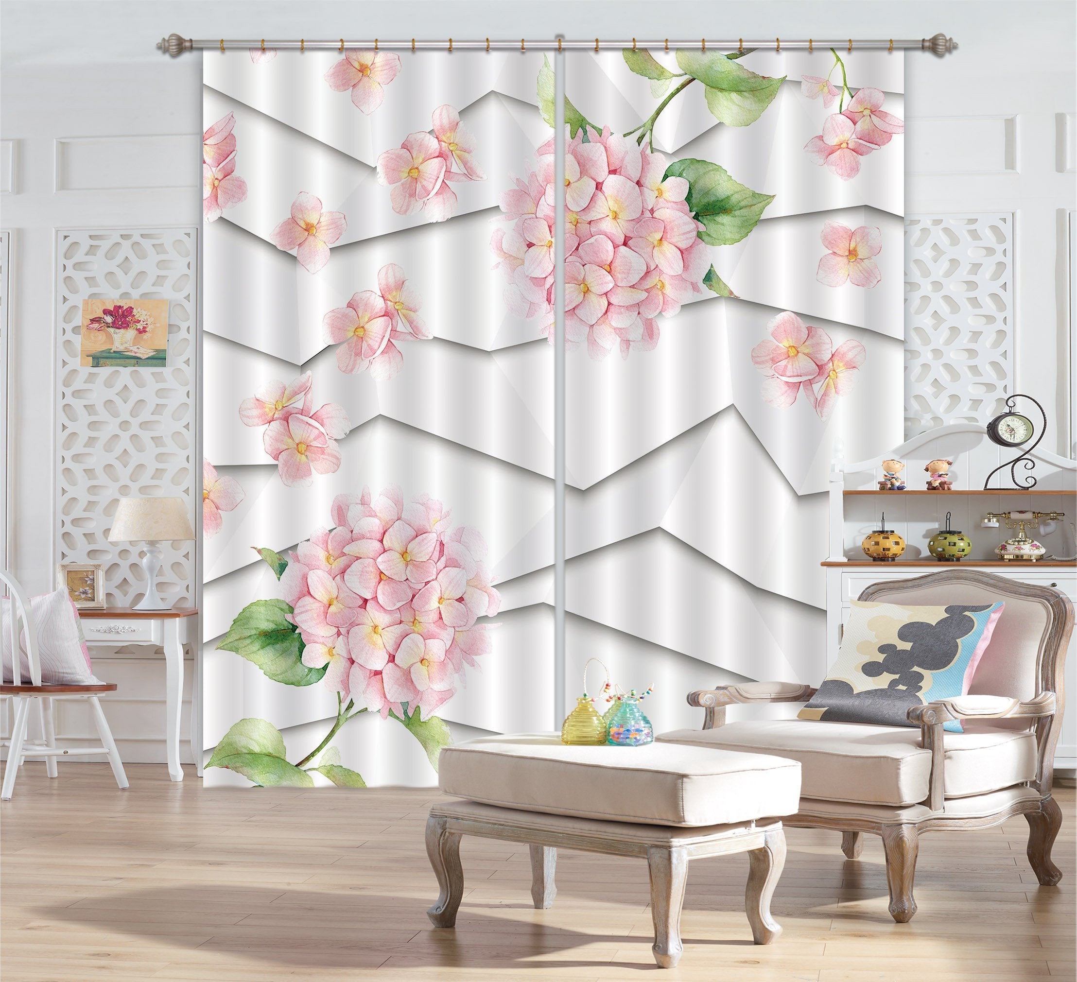 3D Flowers And Polylines 718 Curtains Drapes Wallpaper AJ Wallpaper