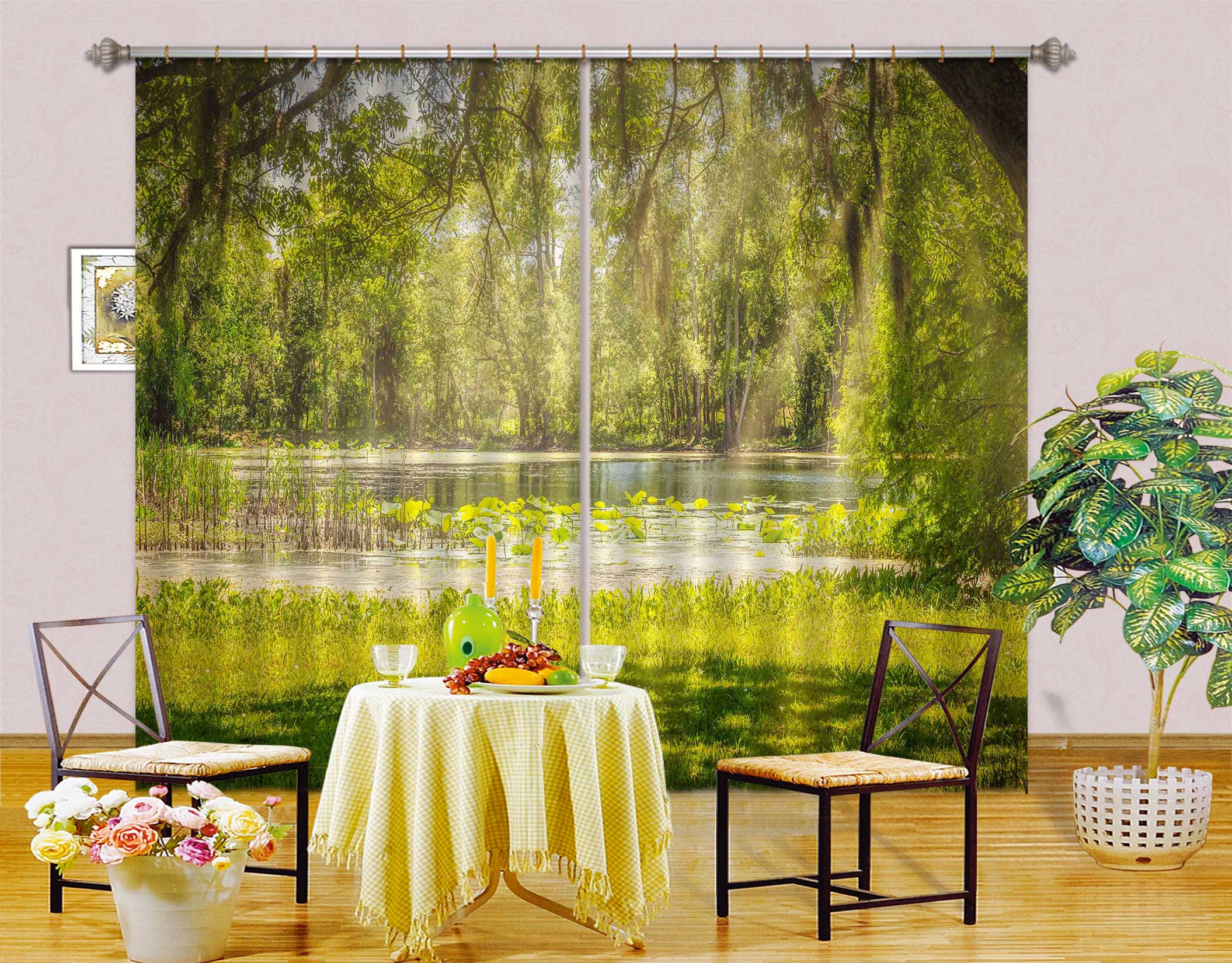 3D Green Trees Lawn 5360 Beth Sheridan Curtain Curtains Drapes