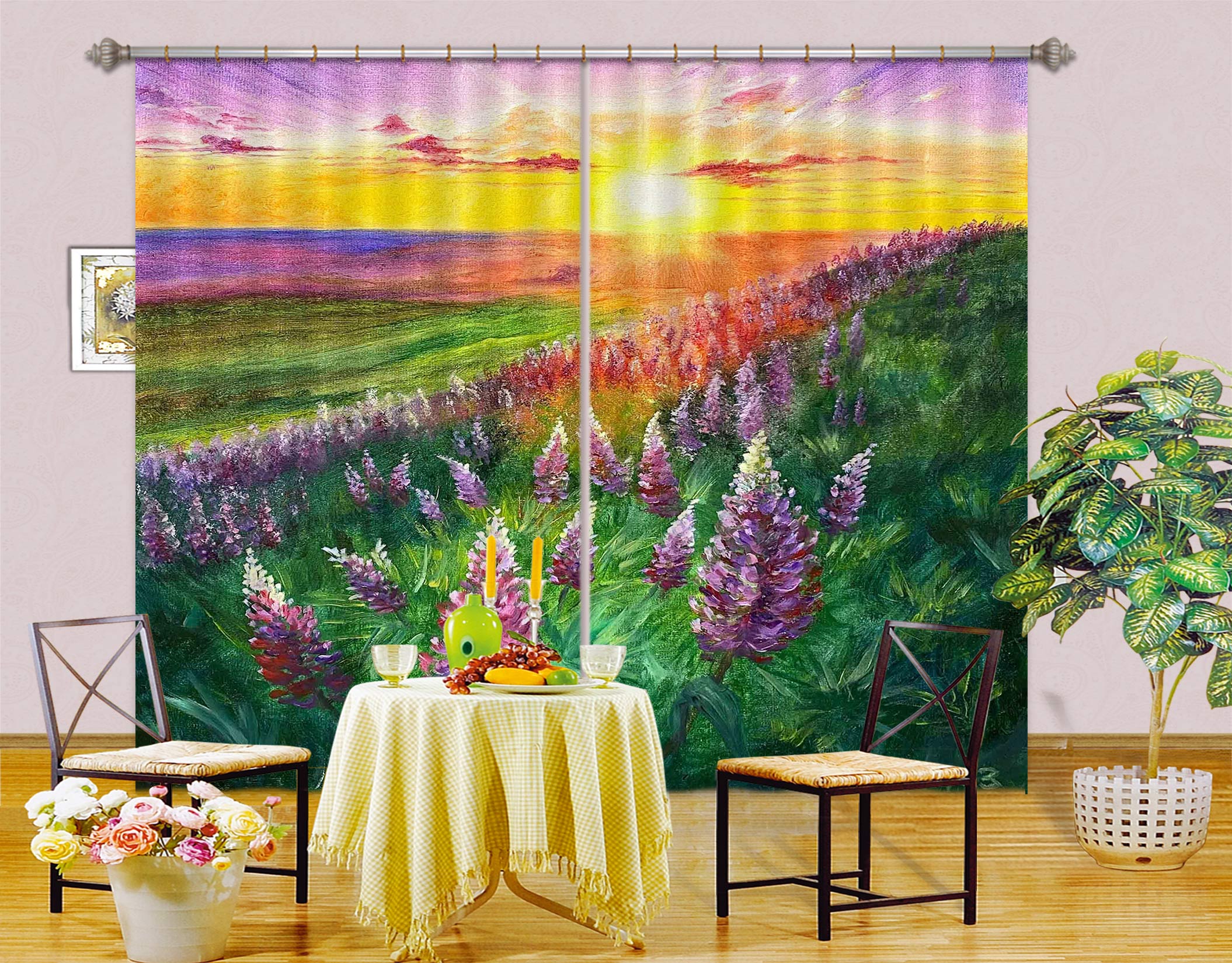 3D Meadow Flowers Sunshine 9767 Marina Zotova Curtain Curtains Drapes