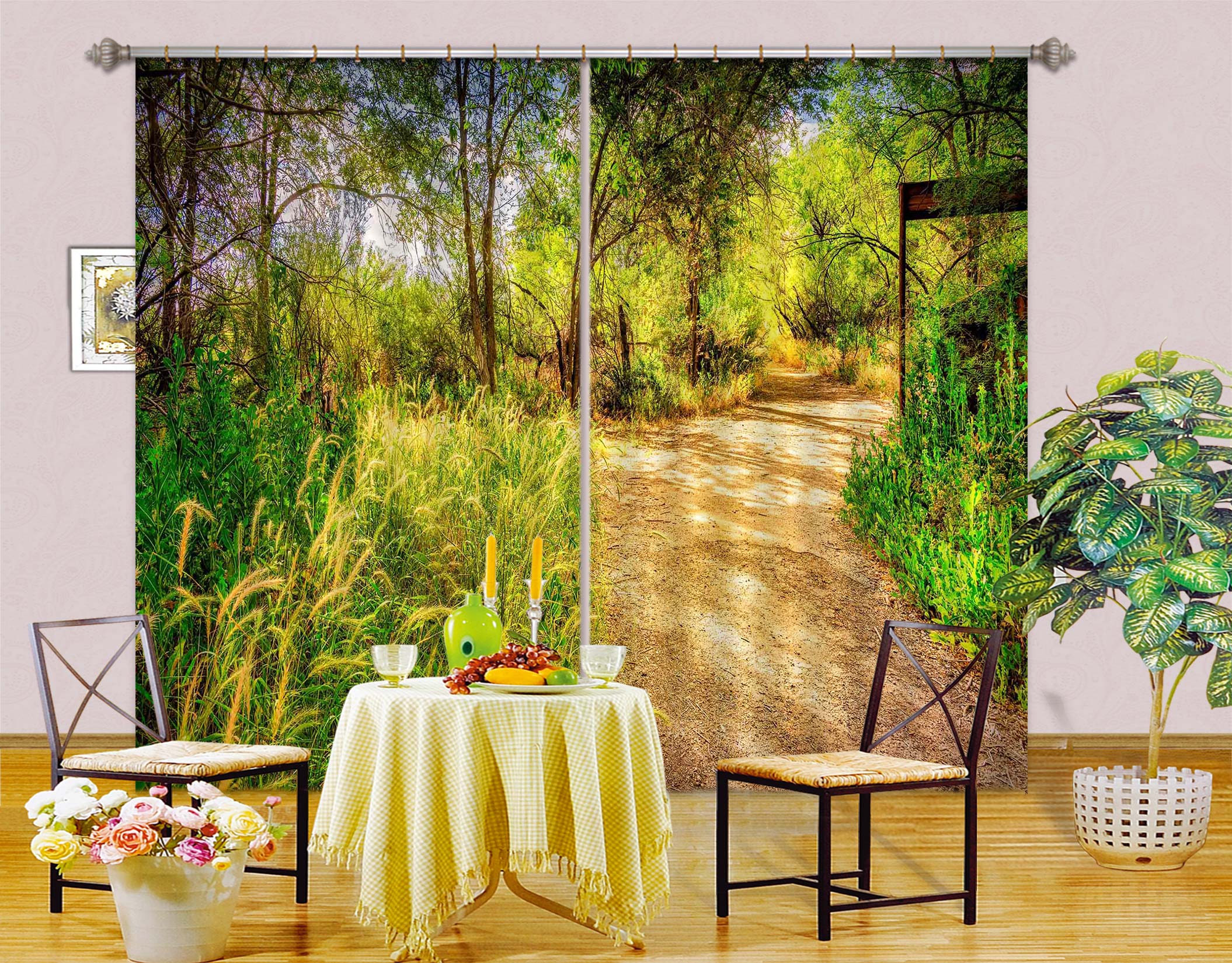 3D Green Grass Path 5362 Beth Sheridan Curtain Curtains Drapes