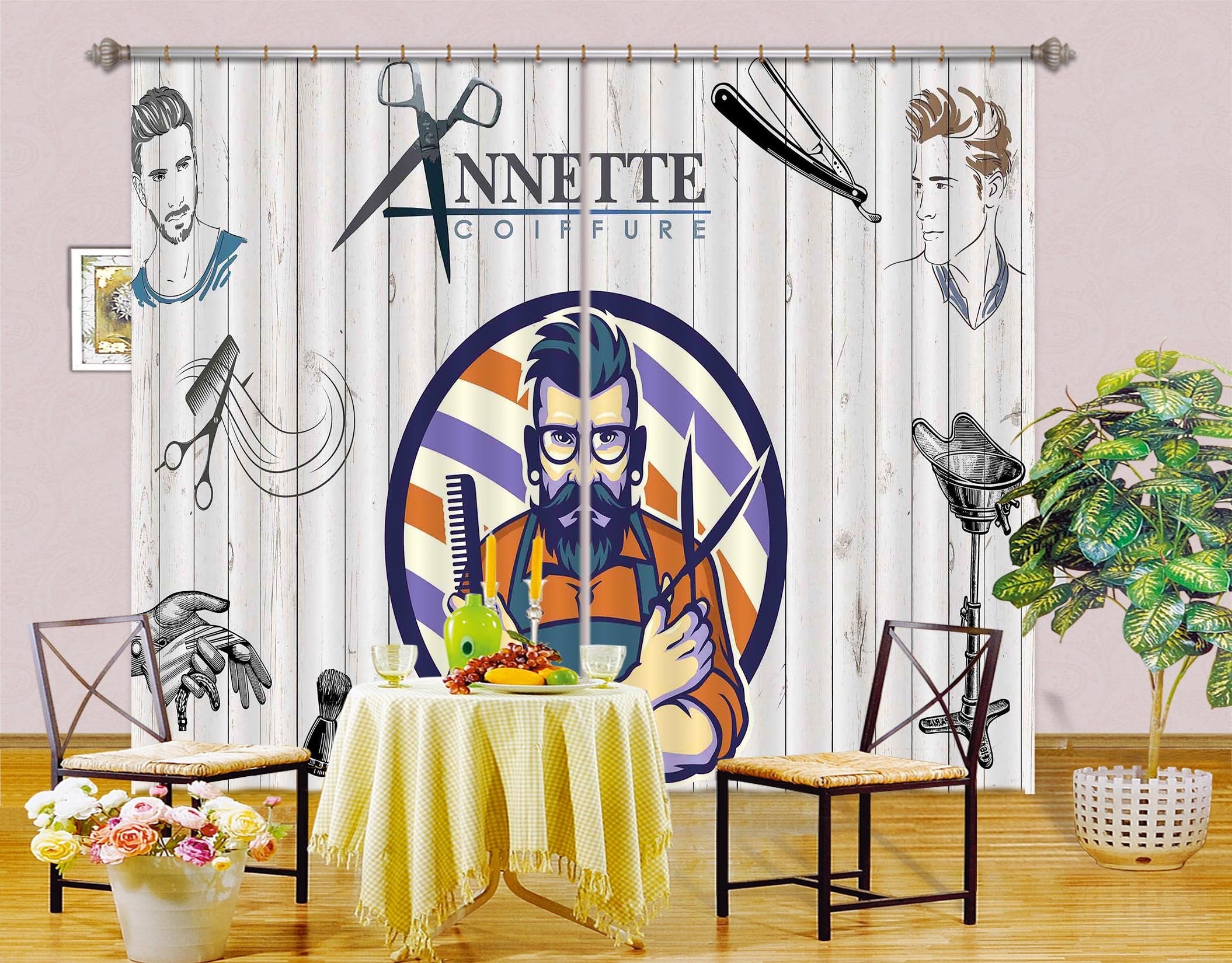 3D Barbershop 855 Curtains Drapes Wallpaper AJ Wallpaper