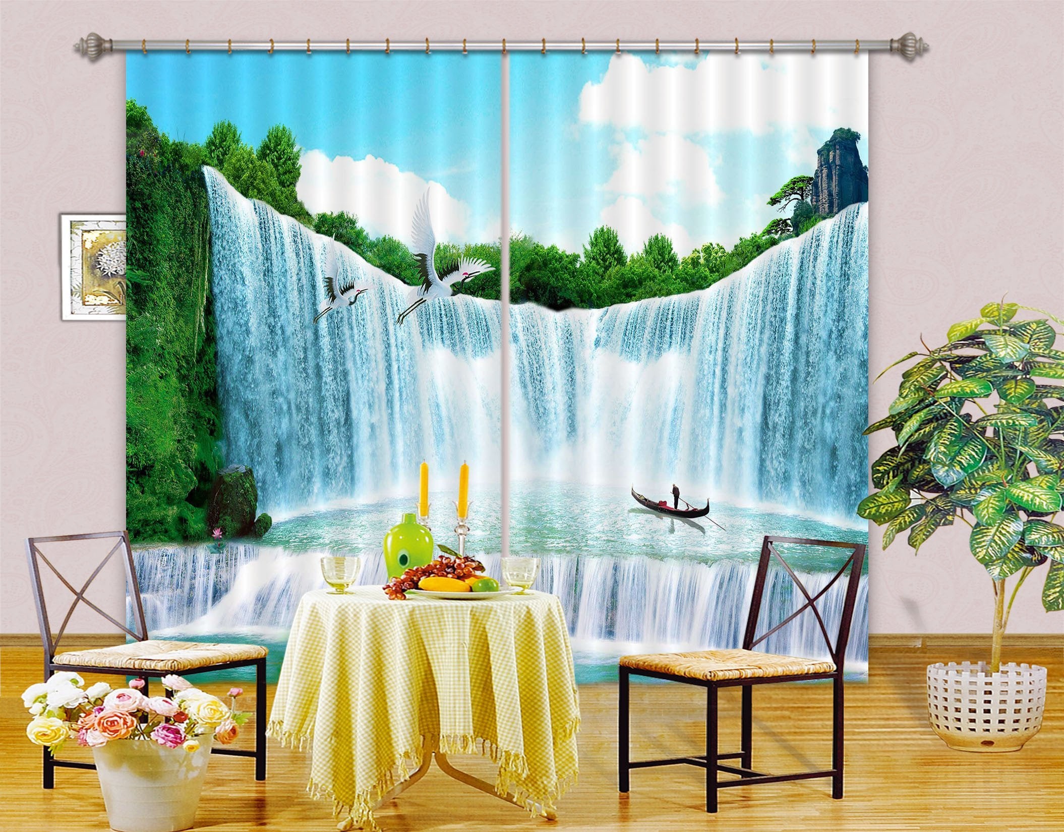 3D Broad Waterfall Curtains Drapes Wallpaper AJ Wallpaper