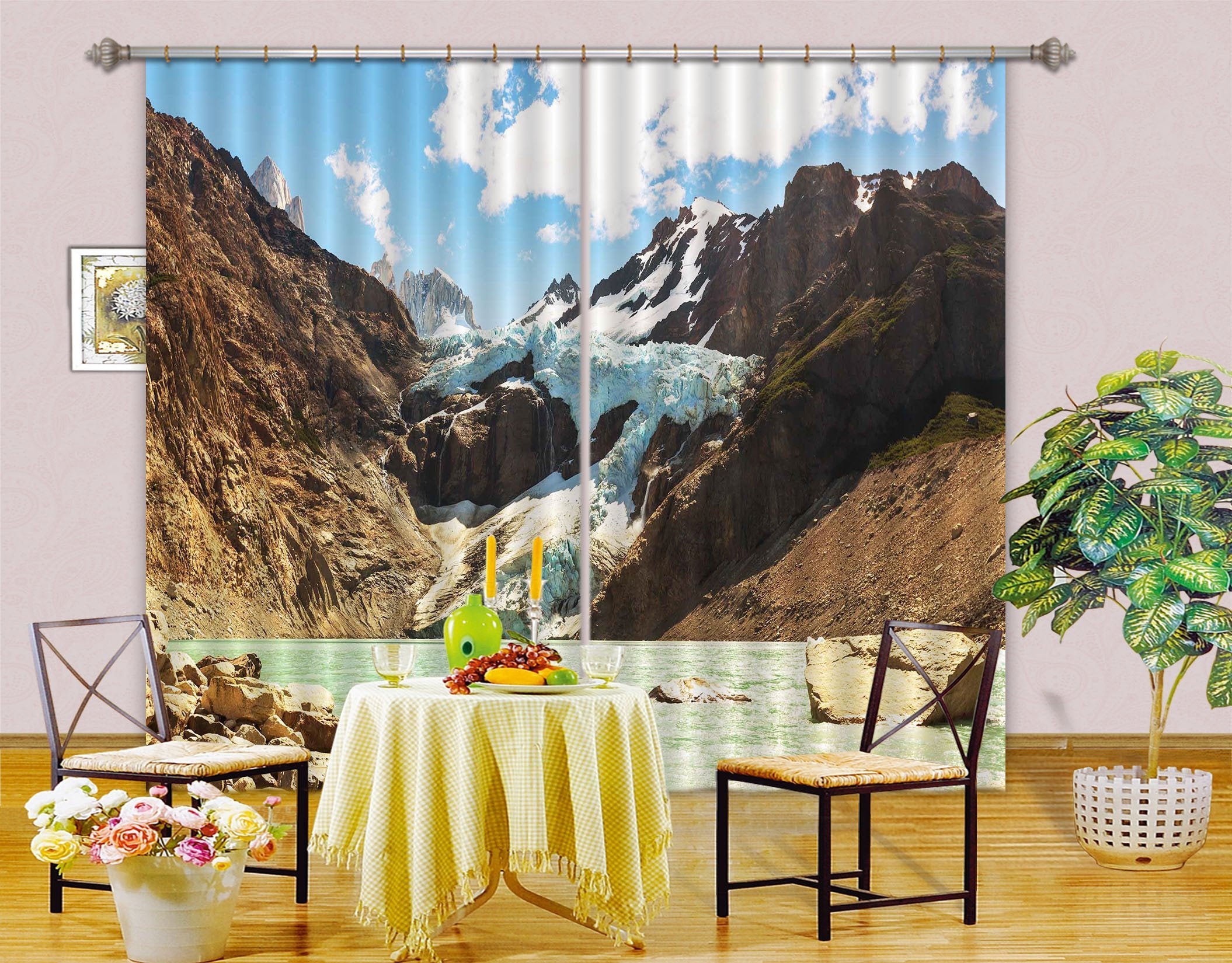 3D Snow Mountains Lake 06 Curtains Drapes Wallpaper AJ Wallpaper