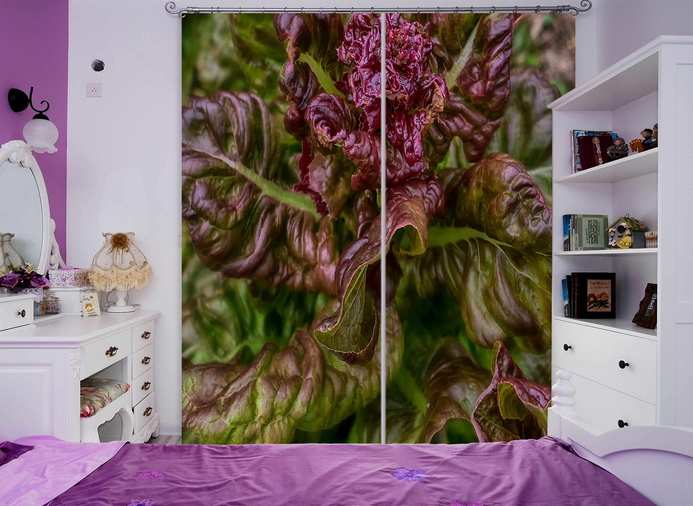 3D Red Leaf 012 Jerry LoFaro Curtain Curtains Drapes