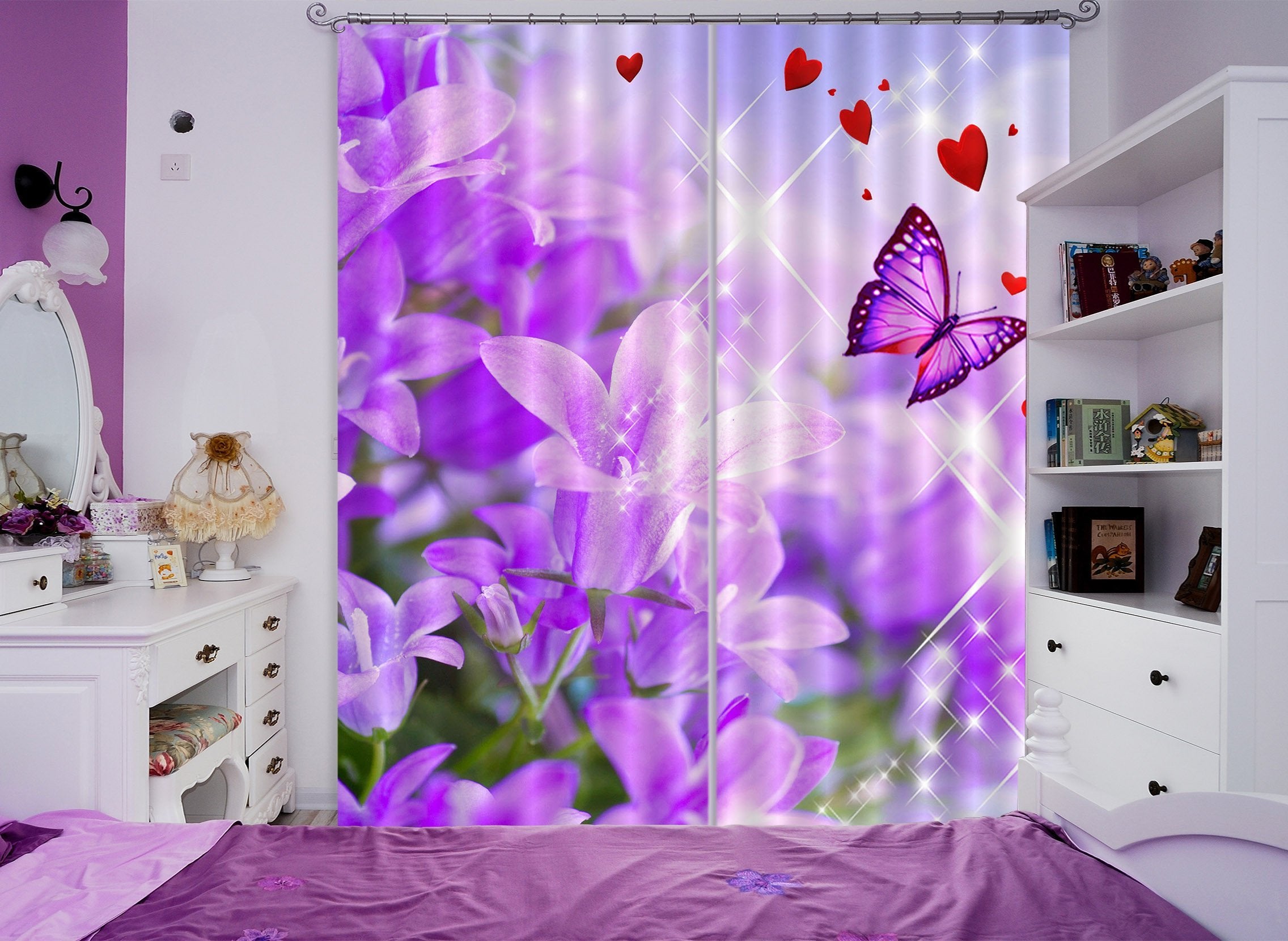 3D Flowers Butterfly 175 Curtains Drapes Wallpaper AJ Wallpaper