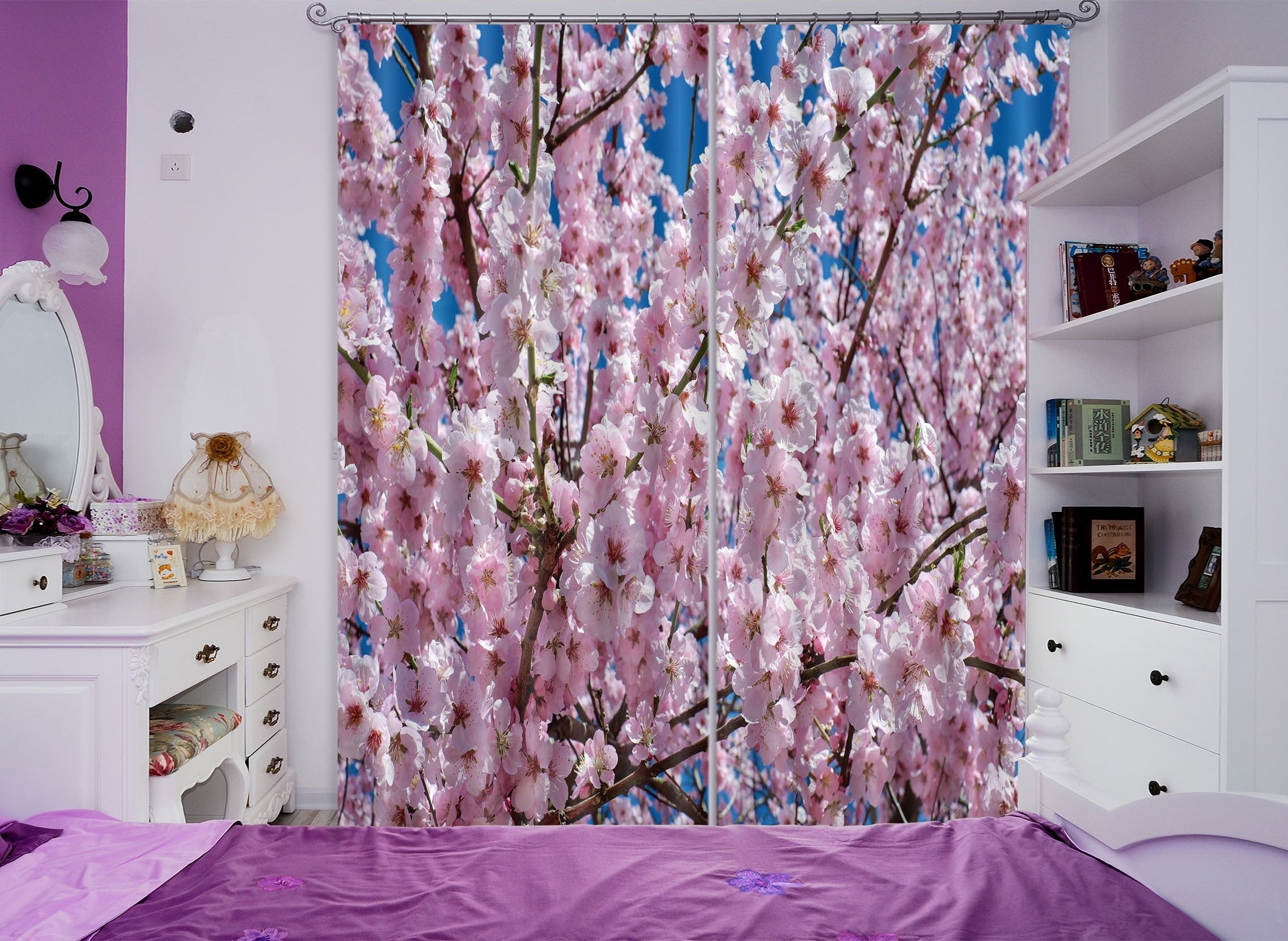 3D Splendid Peach Flowers 122 Curtains Drapes Wallpaper AJ Wallpaper