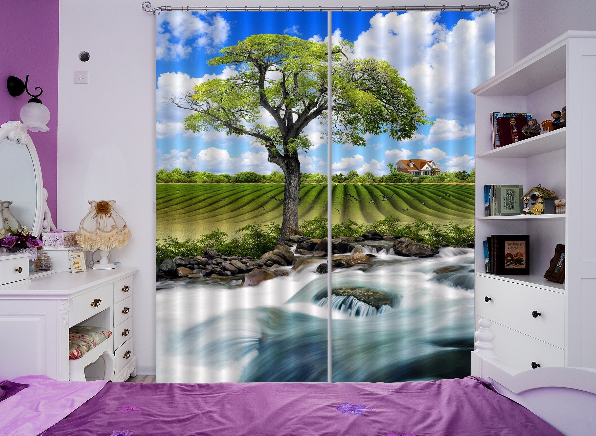 3D Riverside Farmland 241 Curtains Drapes Wallpaper AJ Wallpaper