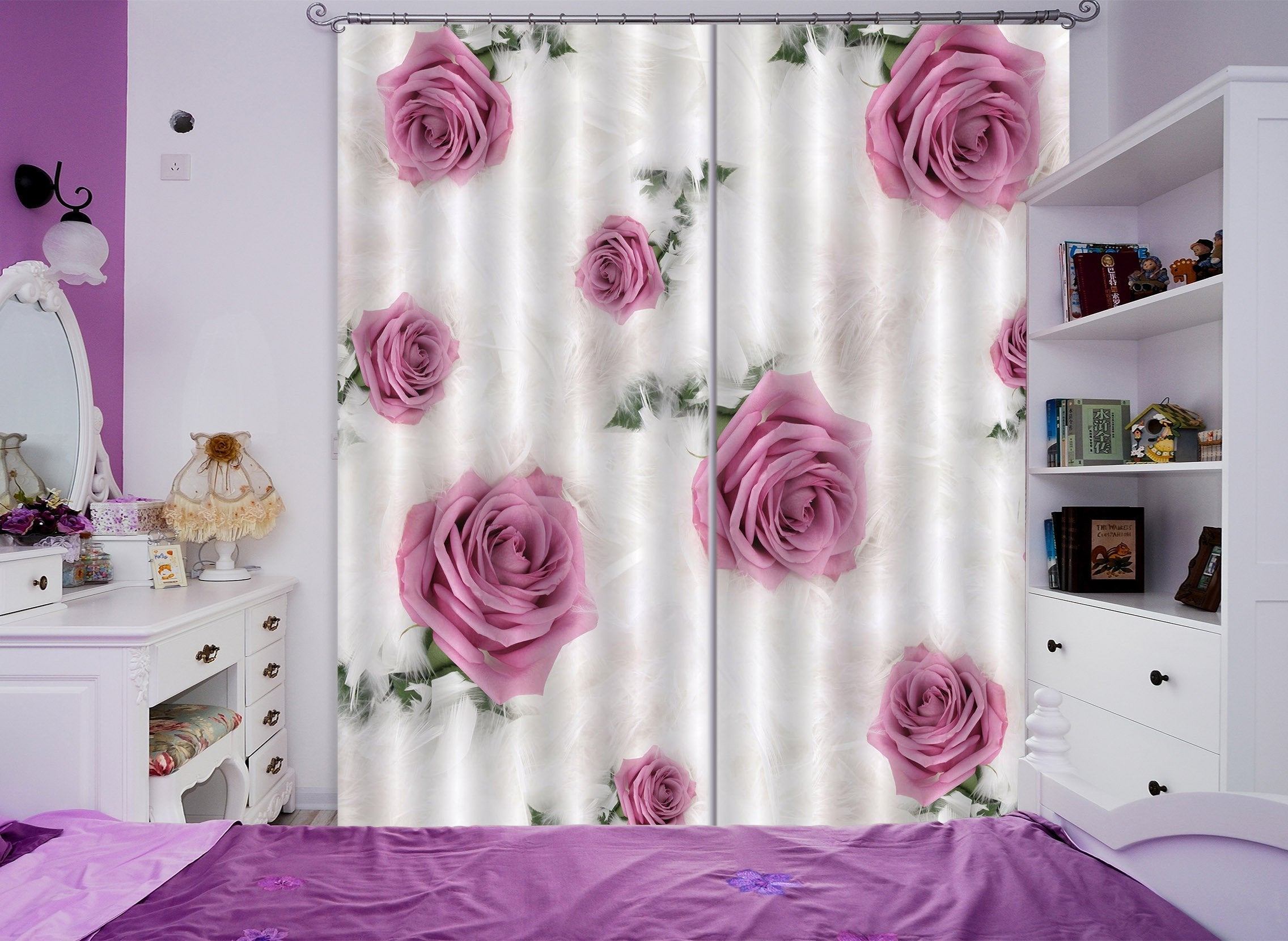 3D Flowers And Feathers 717 Curtains Drapes Wallpaper AJ Wallpaper