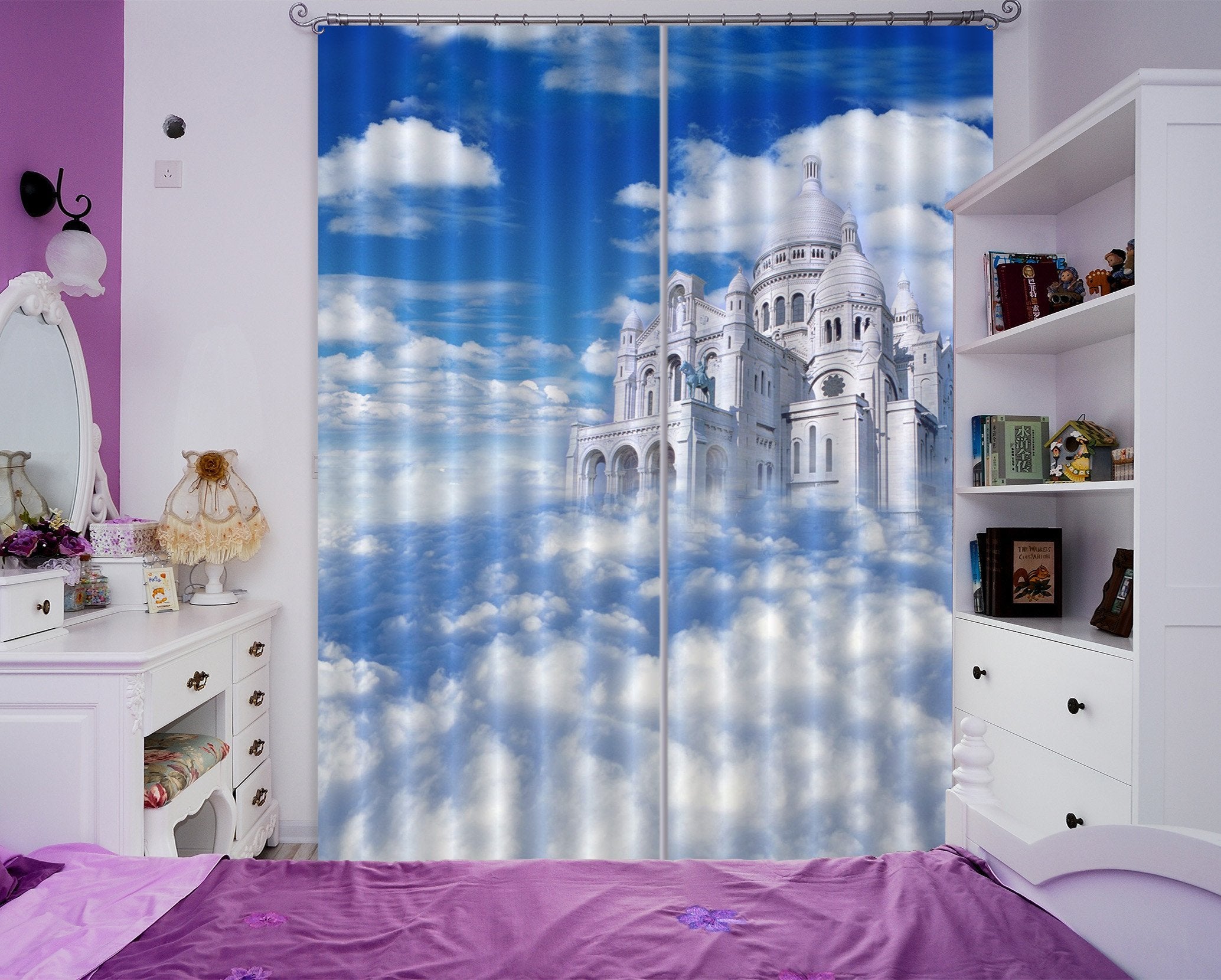 3D Cloudy Sky Castle 228 Curtains Drapes Wallpaper AJ Wallpaper