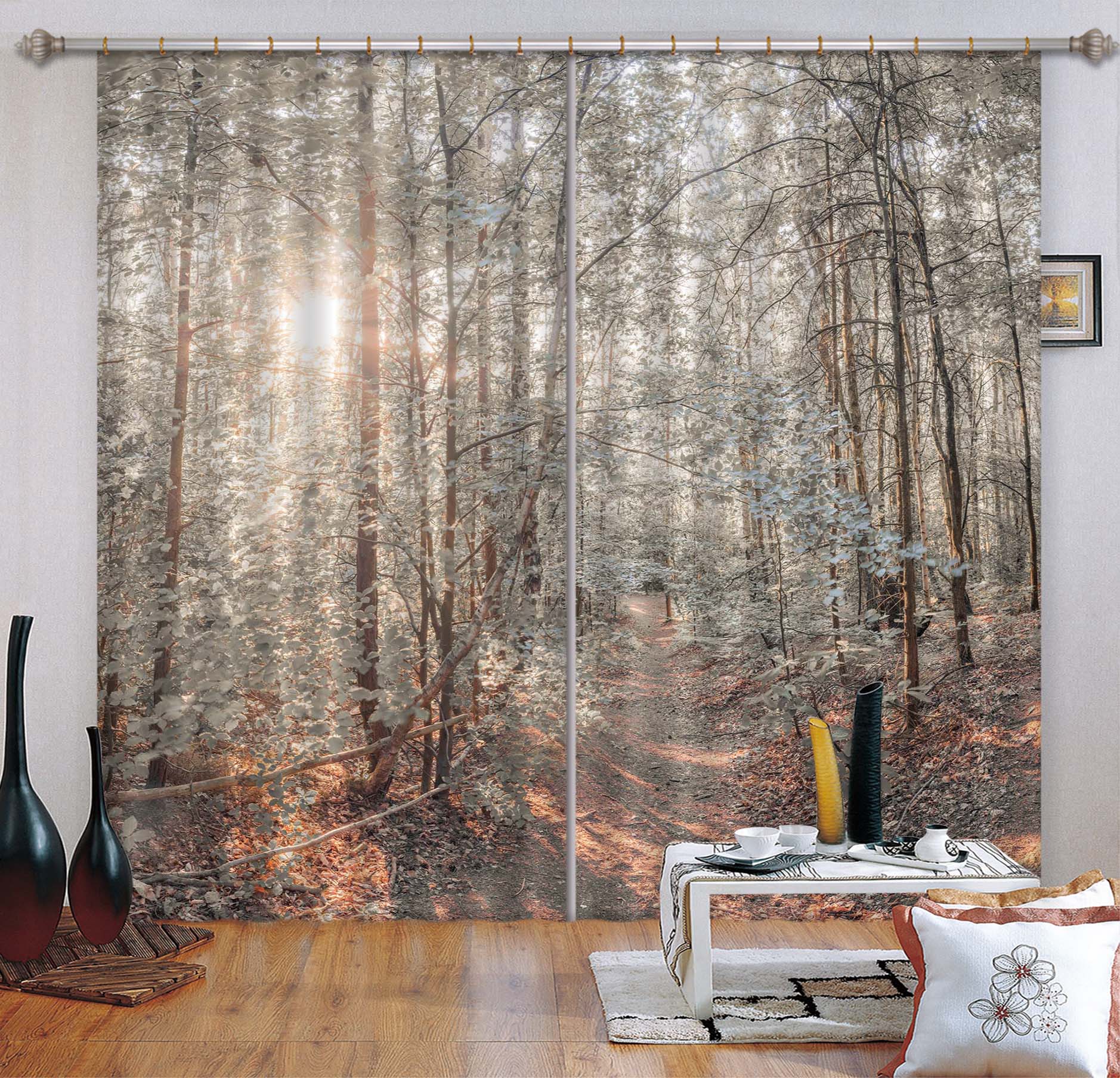 3D Forest Plant 6348 Assaf Frank Curtain Curtains Drapes