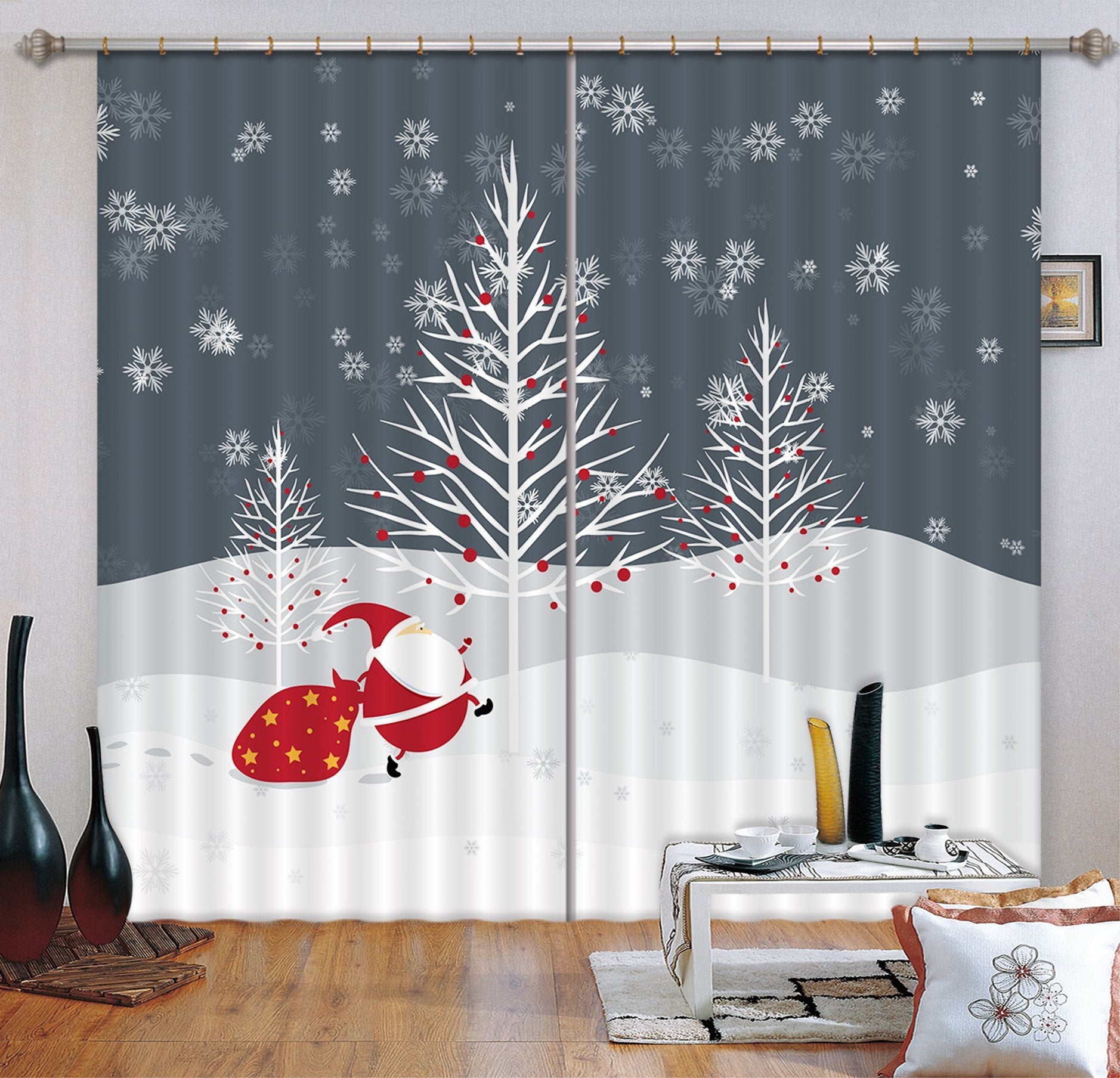 3D Santa Claus Gift 78 Curtains Drapes Curtains AJ Creativity Home