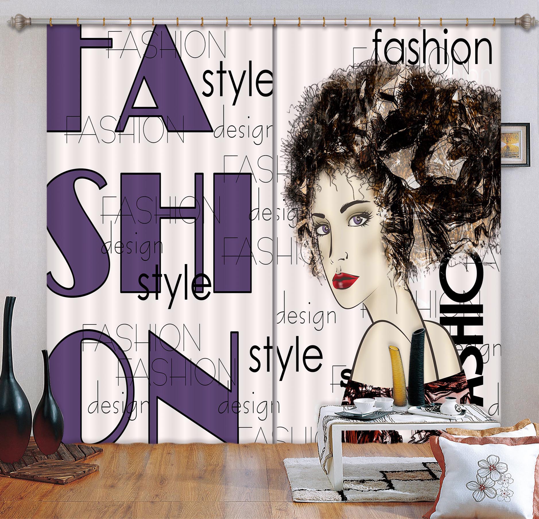 3D Fashion Girl 120 Curtains Drapes