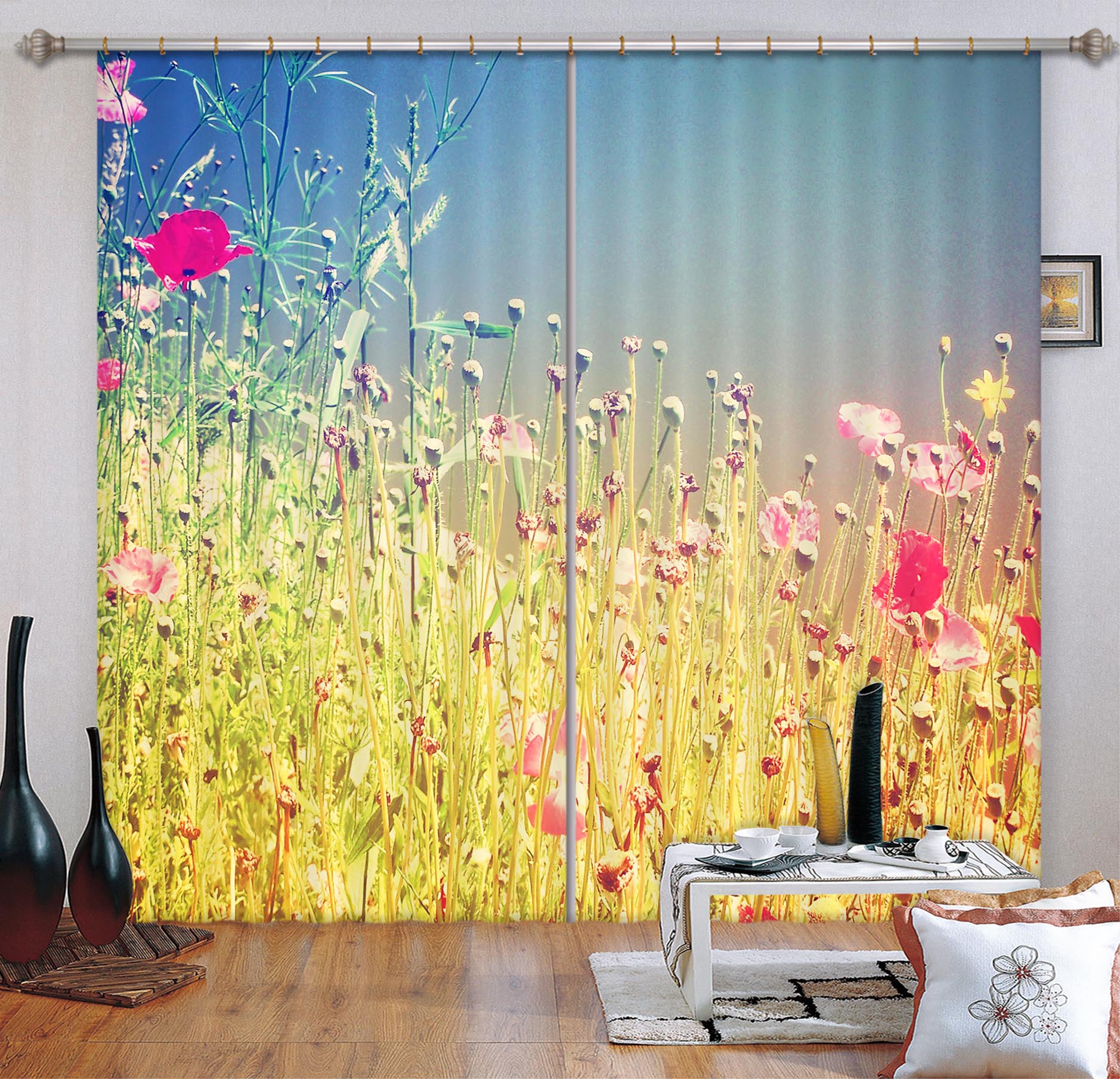 3D Spring Flowers 869 Curtains Drapes